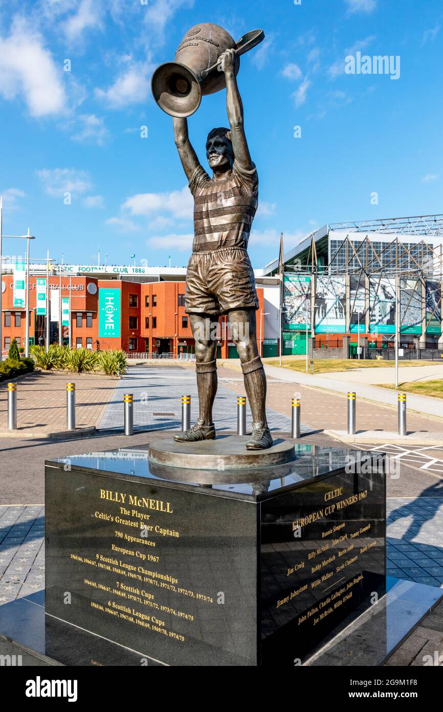 Statue of Billy McNeill a famous footballer who played for Celtic, the