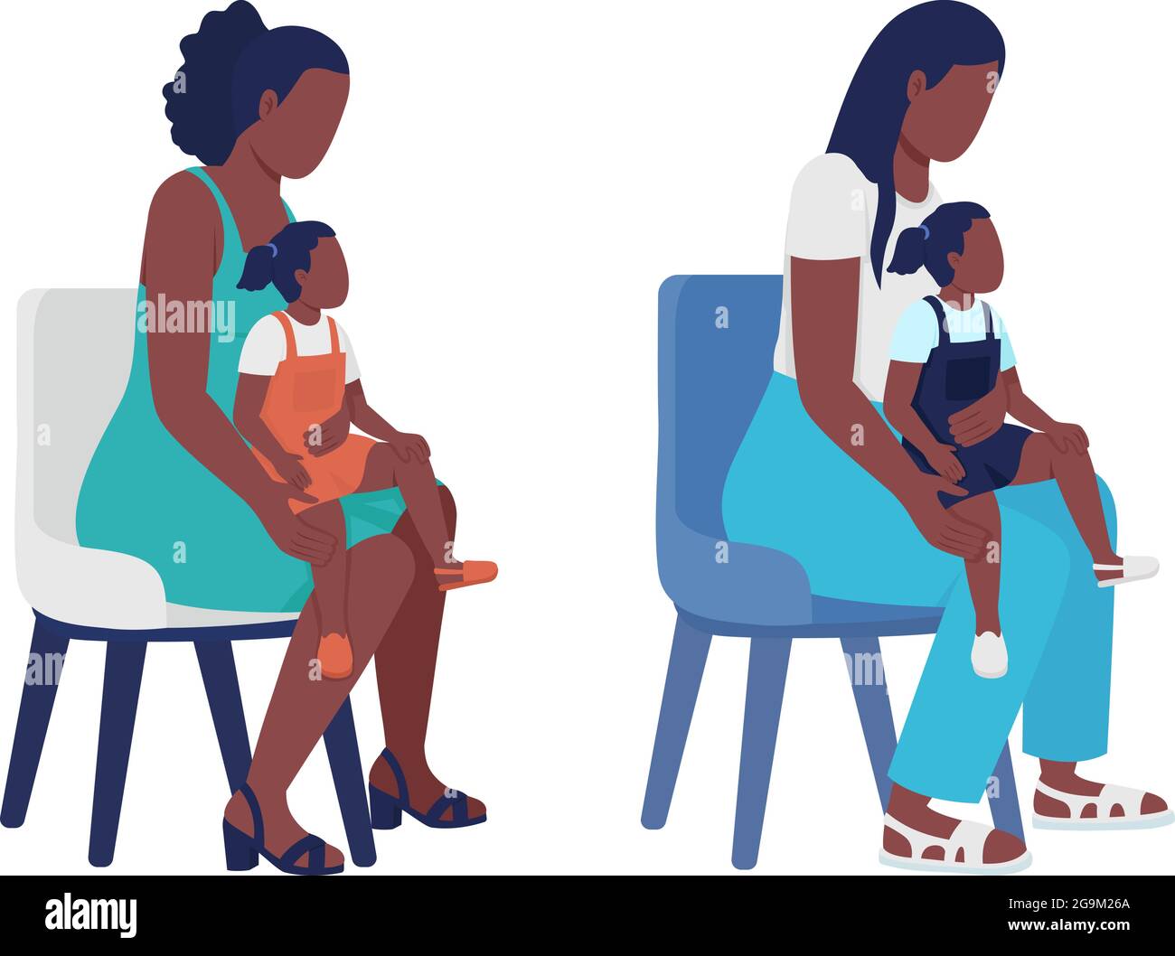 Mother with child semi flat color vector characters set Stock Vector ...