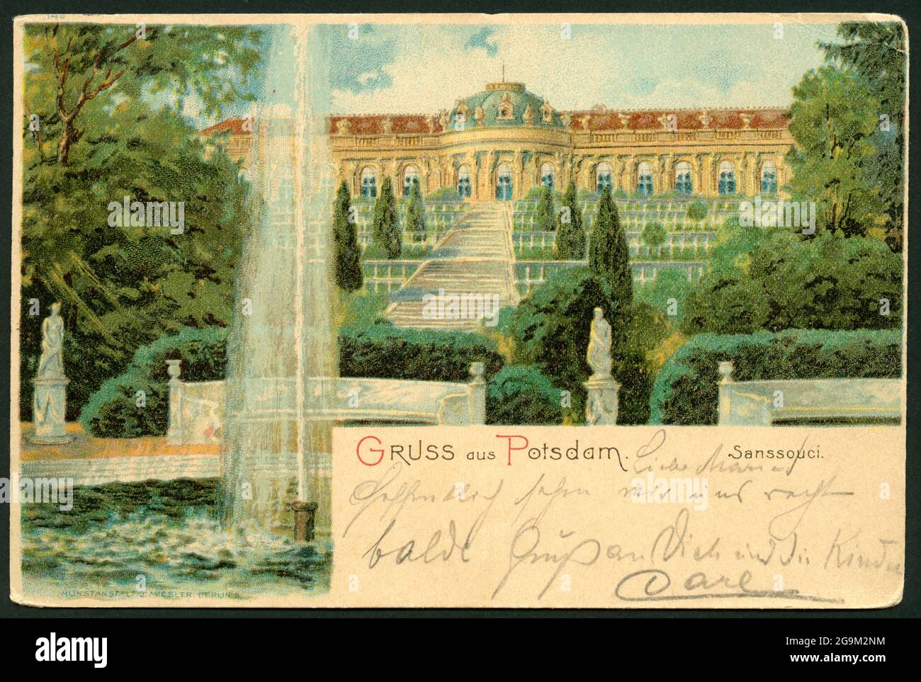 geography / travel, Germany, Brandenburg, Potsdam, Sanssouci, postcard, sent 1901, artist unknown, ADDITIONAL-RIGHTS-CLEARANCE-INFO-NOT-AVAILABLE Stock Photo