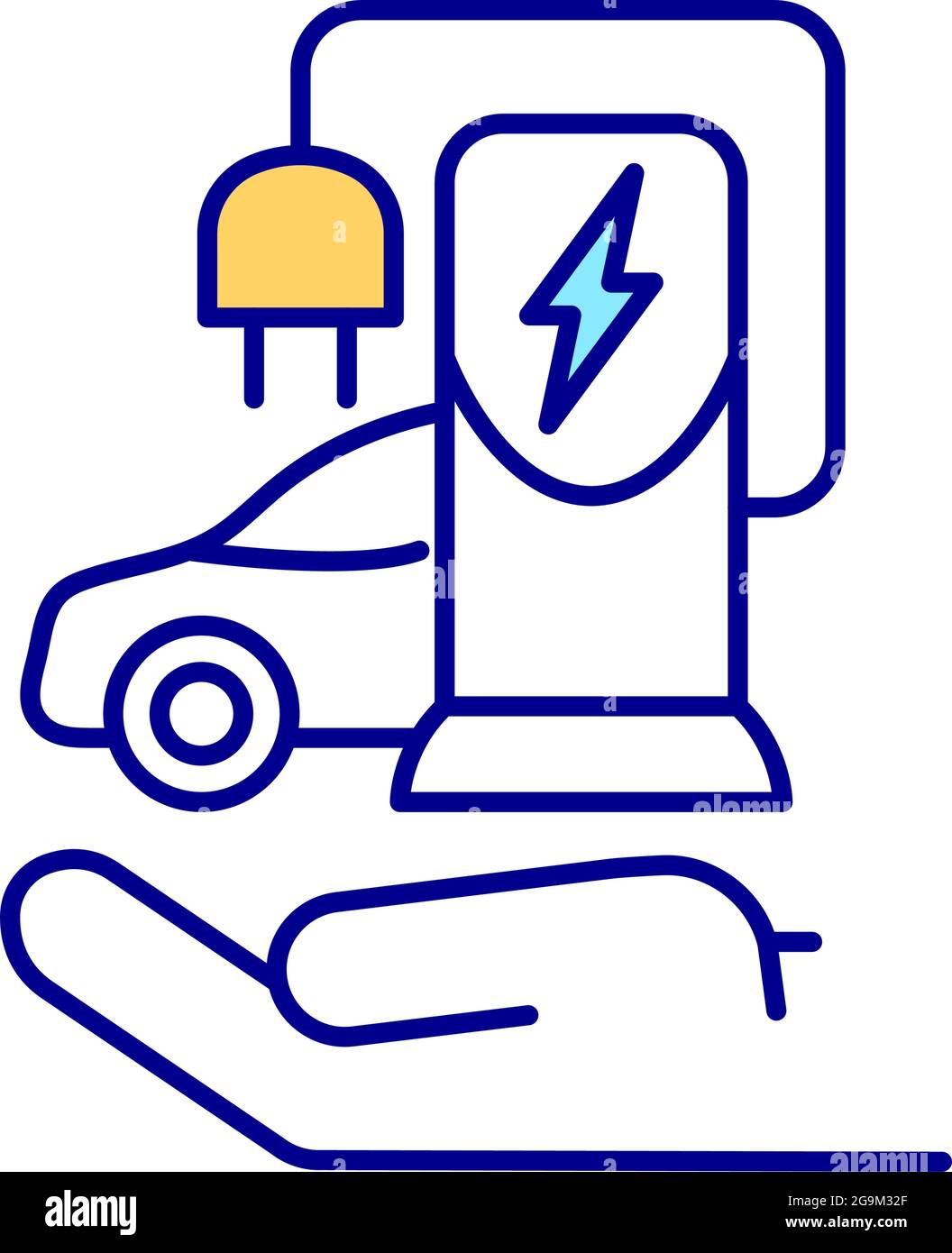 Electric vehicle charging station RGB color icon Stock Vector Image ...