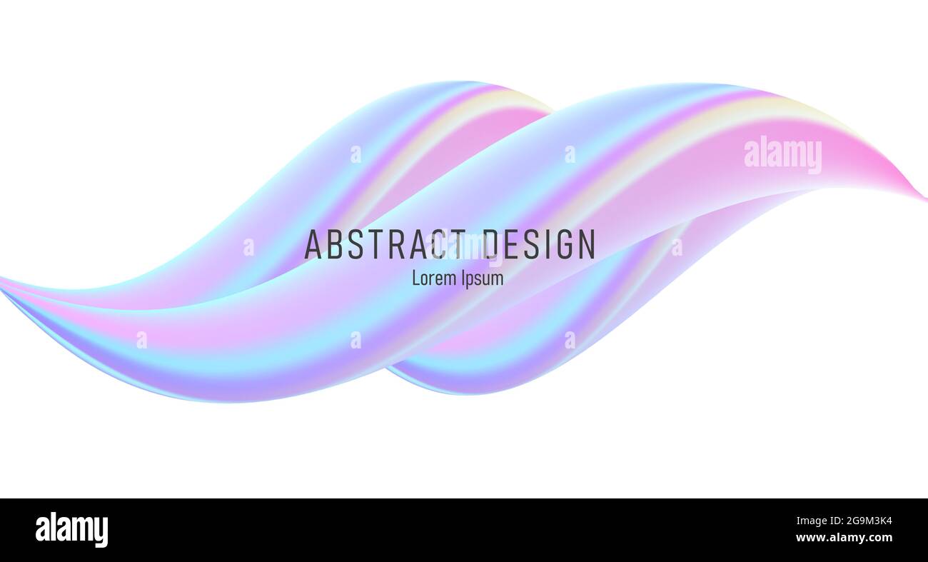 Abstract 3d shape, fluid glossy liquid forming wave, pastel soft colors ...