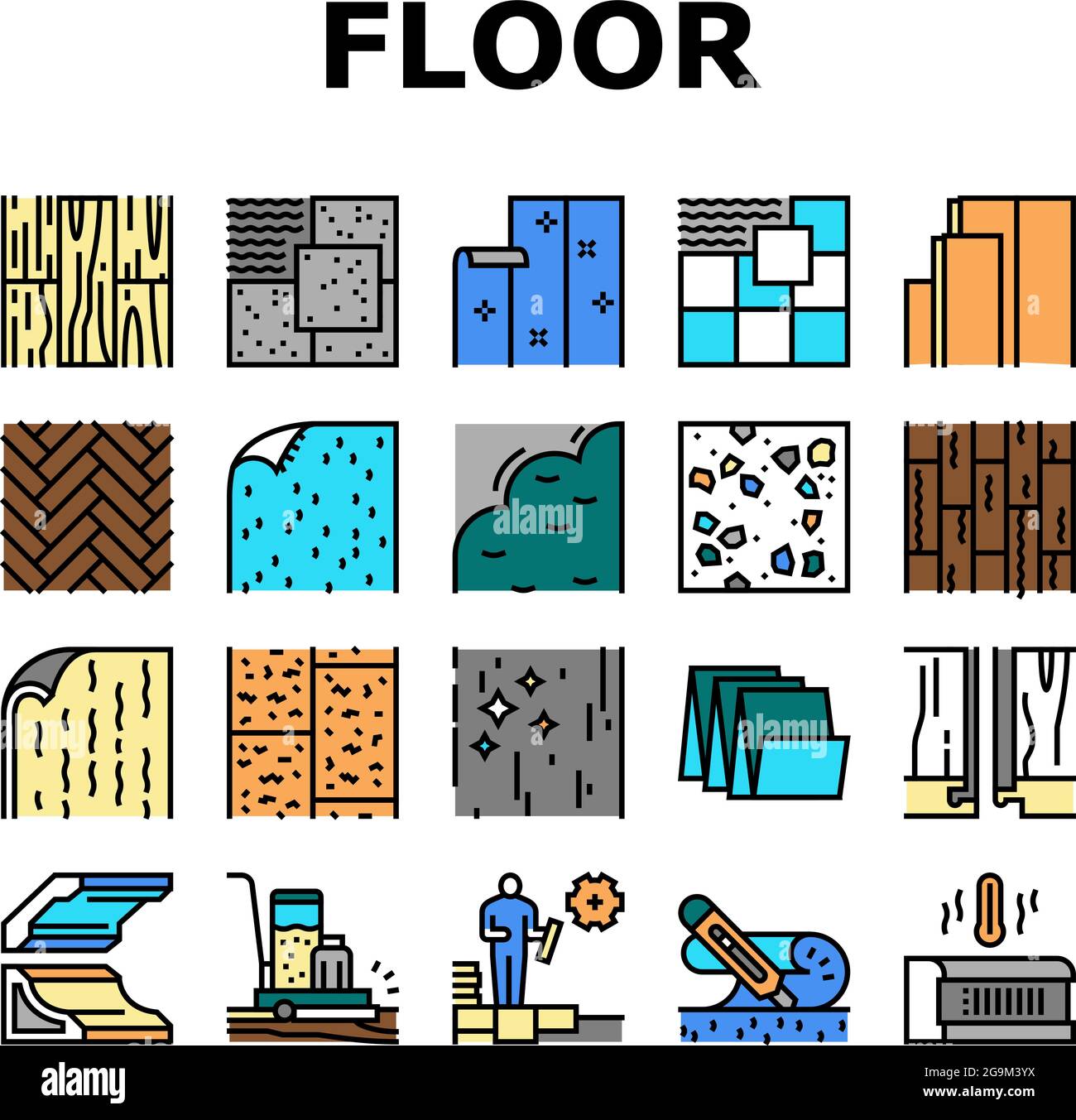 Floor Installation Collection Icons Set Vector Stock Vector Image & Art Alamy