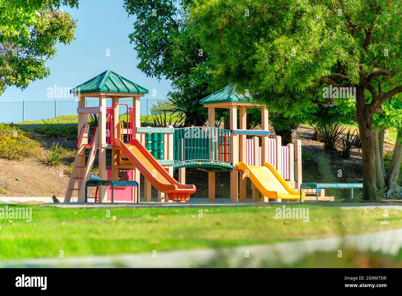 Jungle gym for kids a playground in a park on a sunny day Stock Photo Alamy