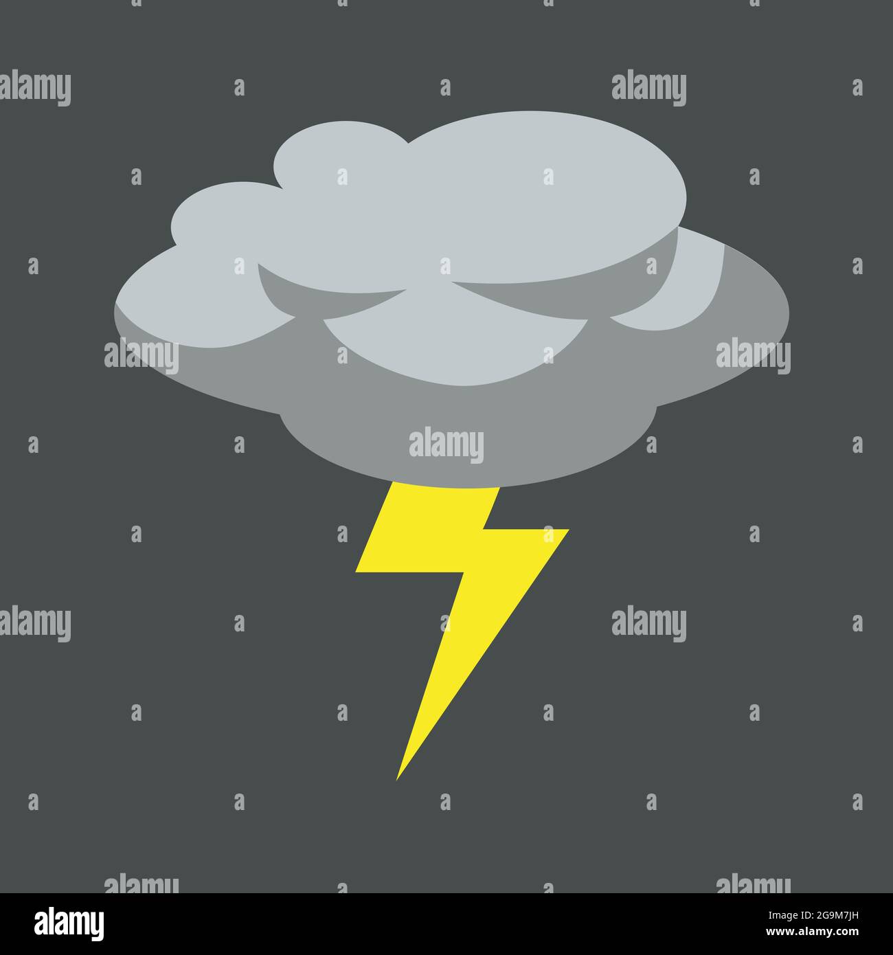 Thunderstorm Grey Cloud Flat Design Vector Illustration Stock Vector