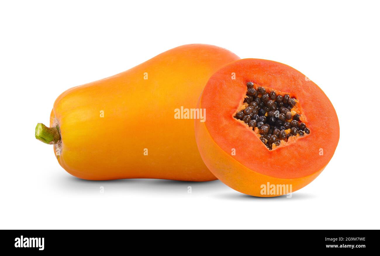 rip sweet papaya on white background Stock Photo - Alamy
