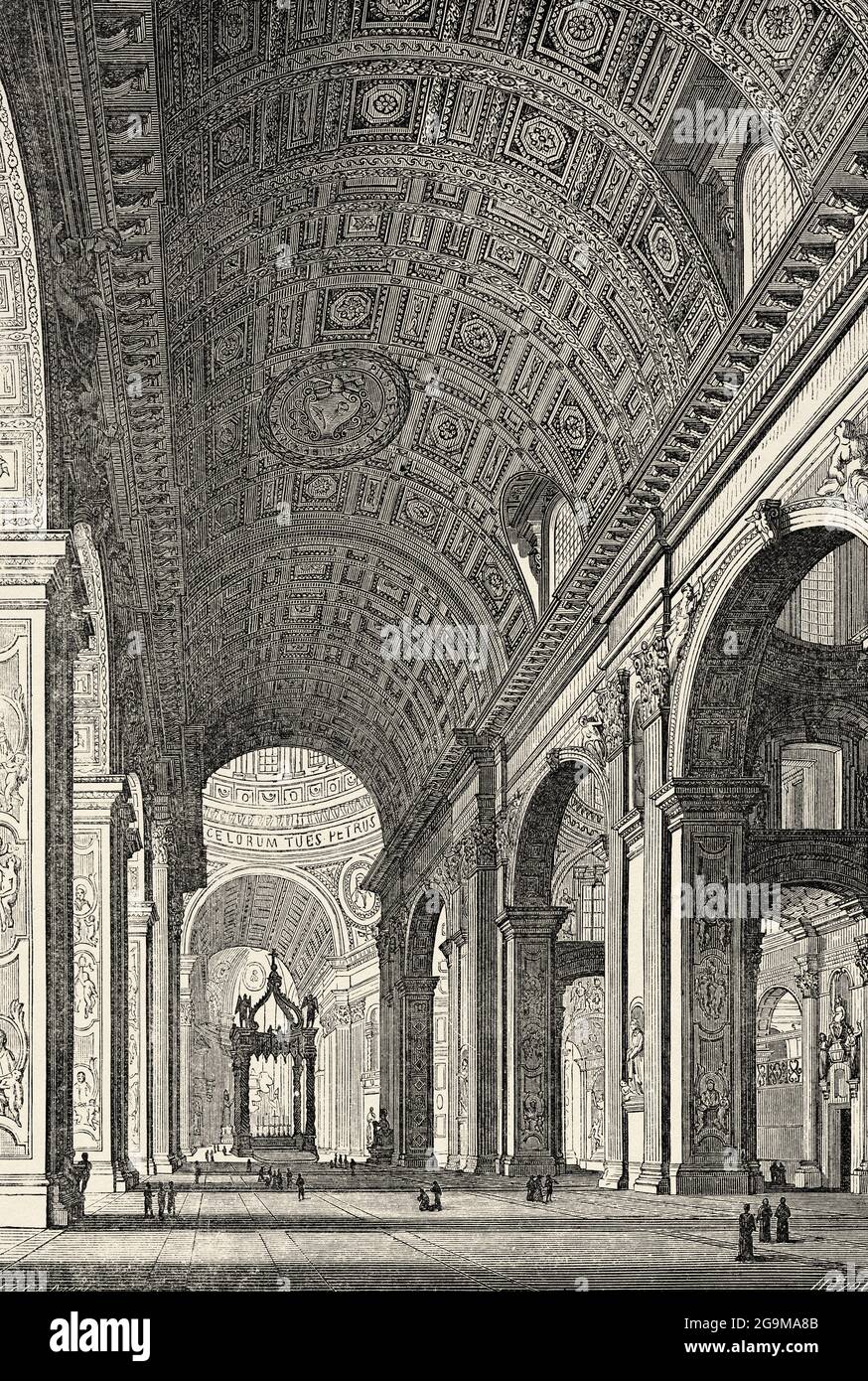Renaissance architecture. Basilica of St Peter, Rome. Italy. Old 19th century engraved illustration from Jesus Christ by Veuillot 1881 Stock Photo