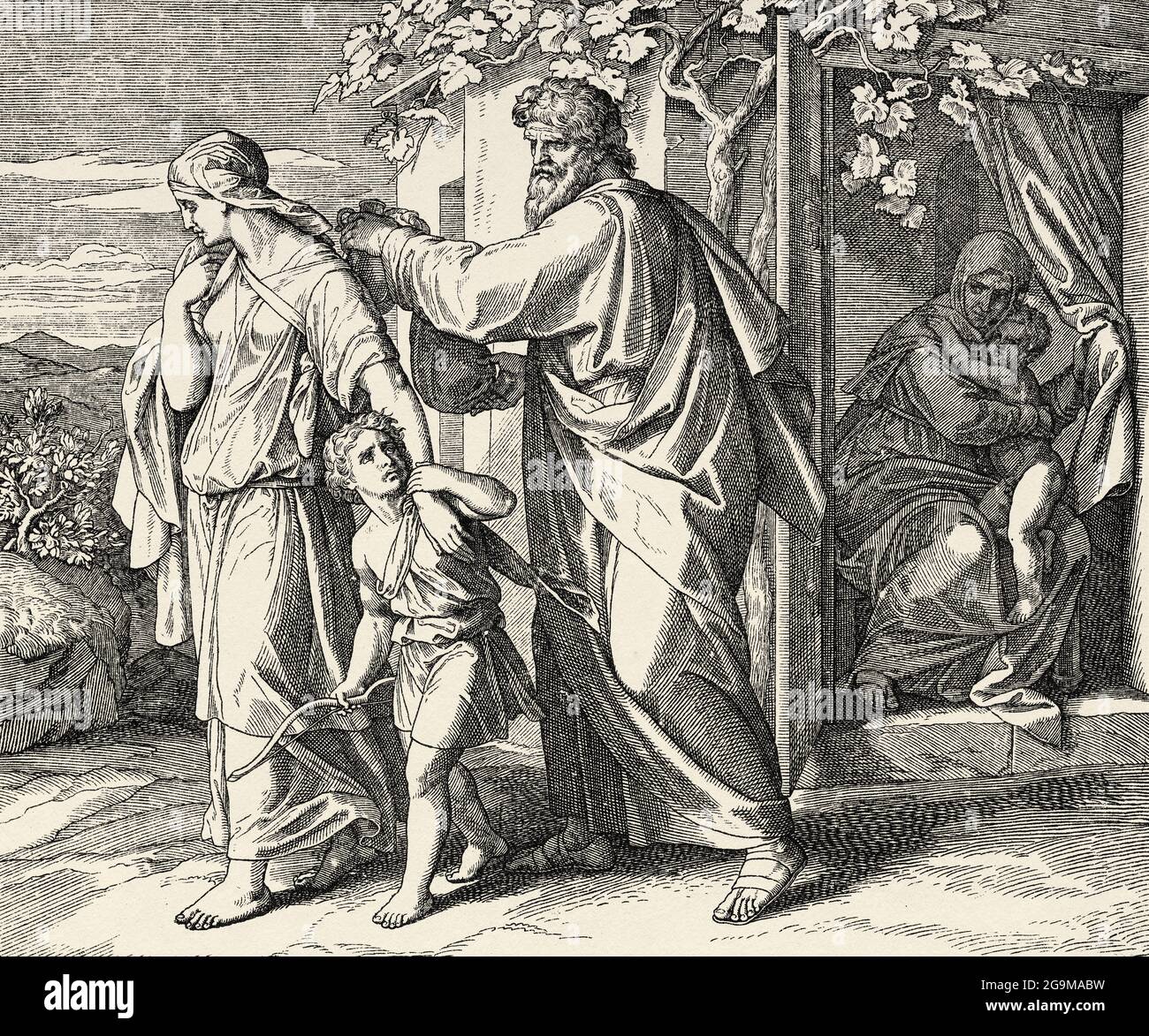 Genesis. Sara told Abraham to throw the slave Hagar and her son Ishmael ...