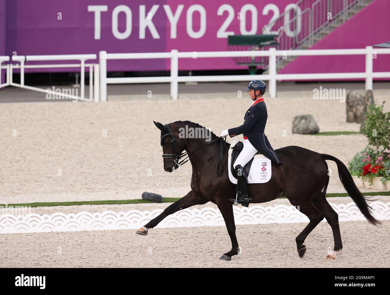Tokyo, Japan. 27th July, 2021. Equestrian Sport/Dressage: Olympia, Team, Final, Equestrian Park. Carl Hester from Great Britain rides En Vogue. Credit: Friso Gentsch/dpa/Alamy Live News Stock Photo