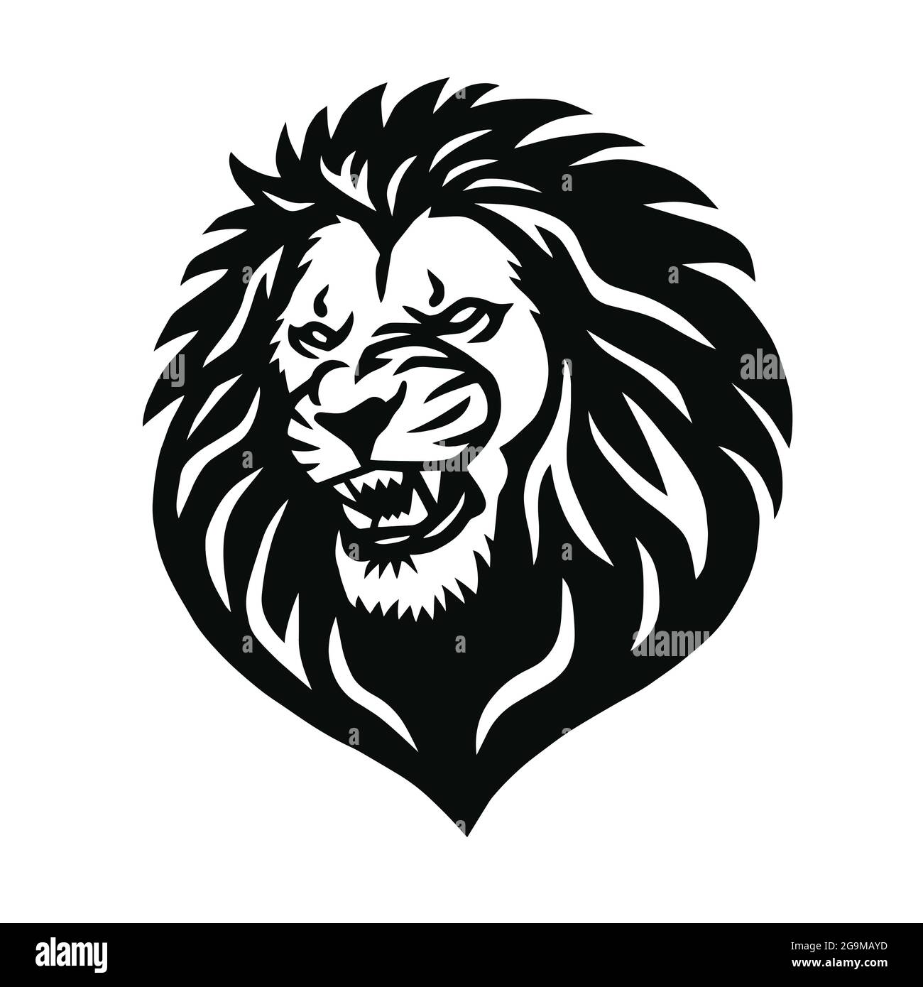 Wild Lion Head Mascot Logo Design Stock Vector