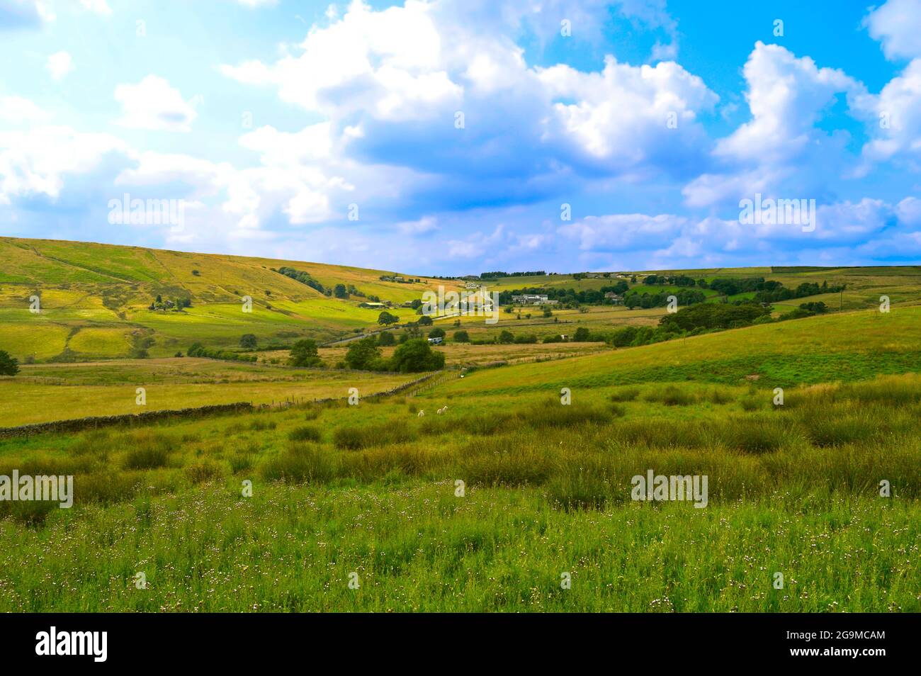 Castleshaw village houses in the heart of Saddleworth, Oldham in Greater Manchester Stock Photo