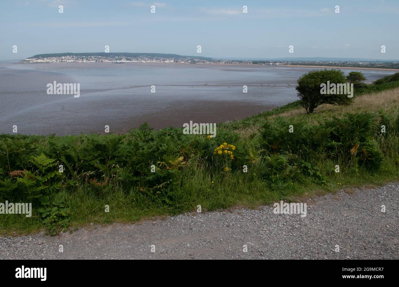 Weston Super Mare seafront from Brean Down, Somerset, England, UK Stock
