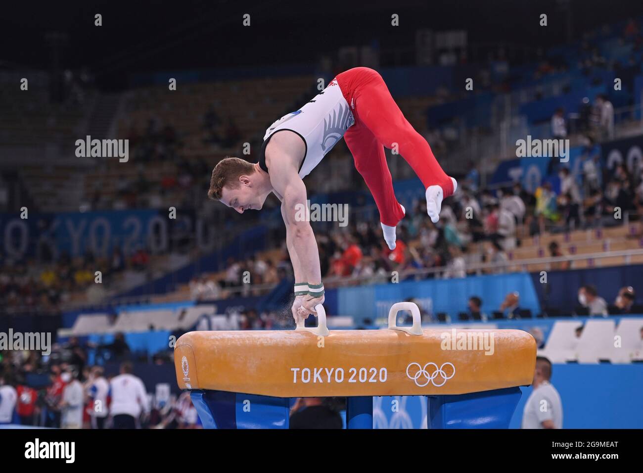Tokyo Japan 26th July 21 Nils Dunkel Ger Aktion Seitpferd Pommel Horse Pommel Horse Pommel Horse Horse Pommel Horse Apparatus Gymnastics Gymnastics All Around Men Artistic Gymnastics Men S Team Ariake Gymnastics Center