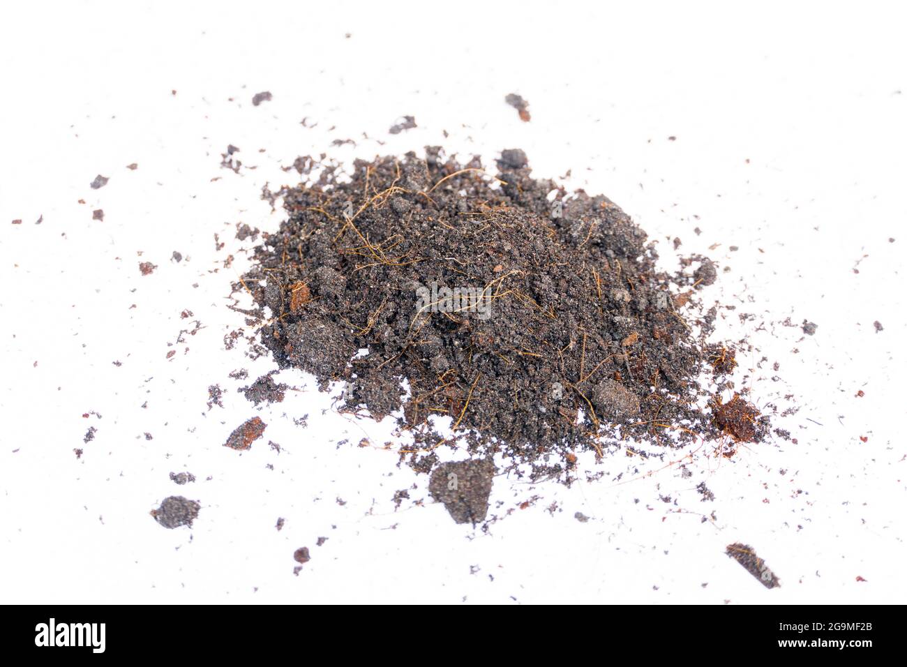 Soil mix ready for planting isolated on white background Stock Photo