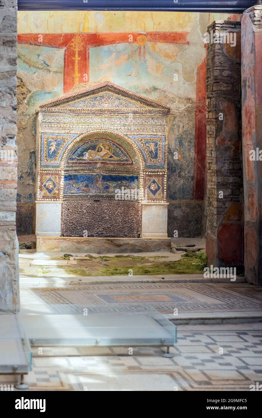 Interior of Casa della Fontana Piccola, Pompeii, Italy Stock Photo