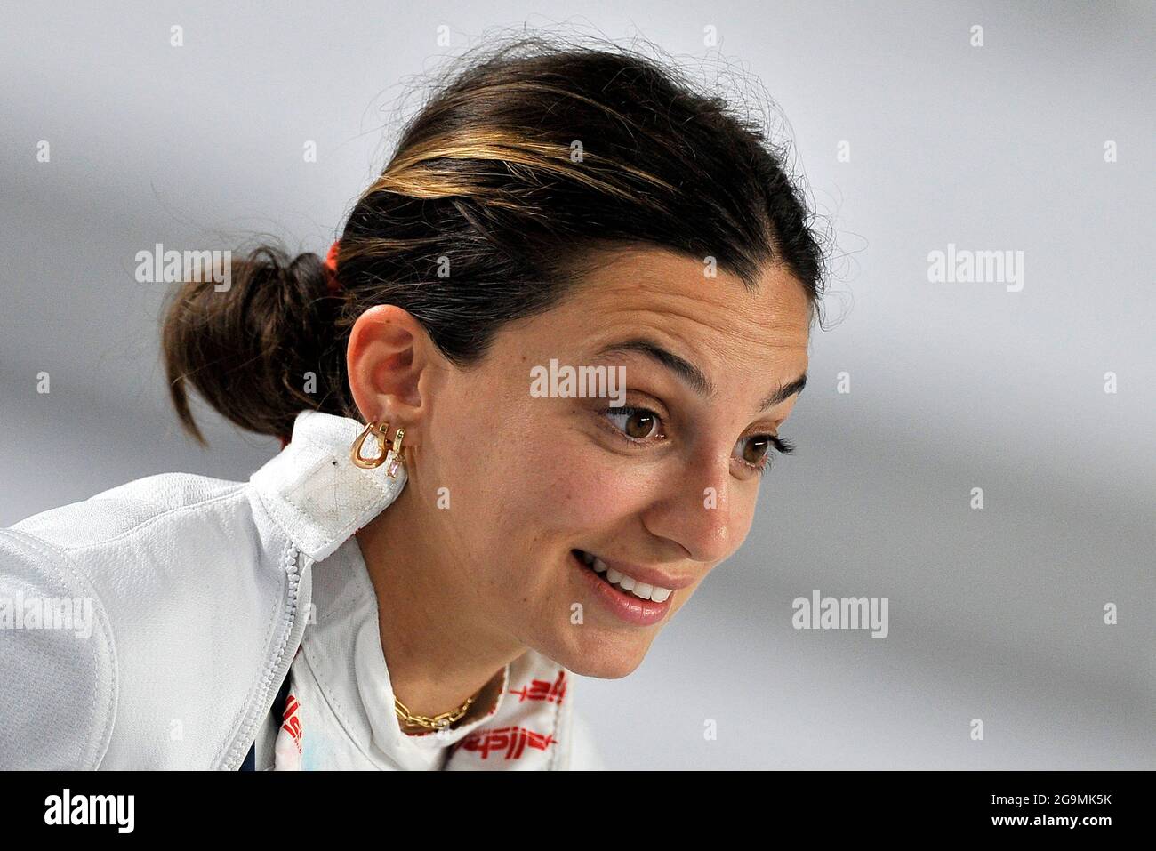 Rossella Fiamingo Italian fencer, during the 2021 Italian fencing championship, which was held at the Palavesuvio in Naples (NA). Stock Photo