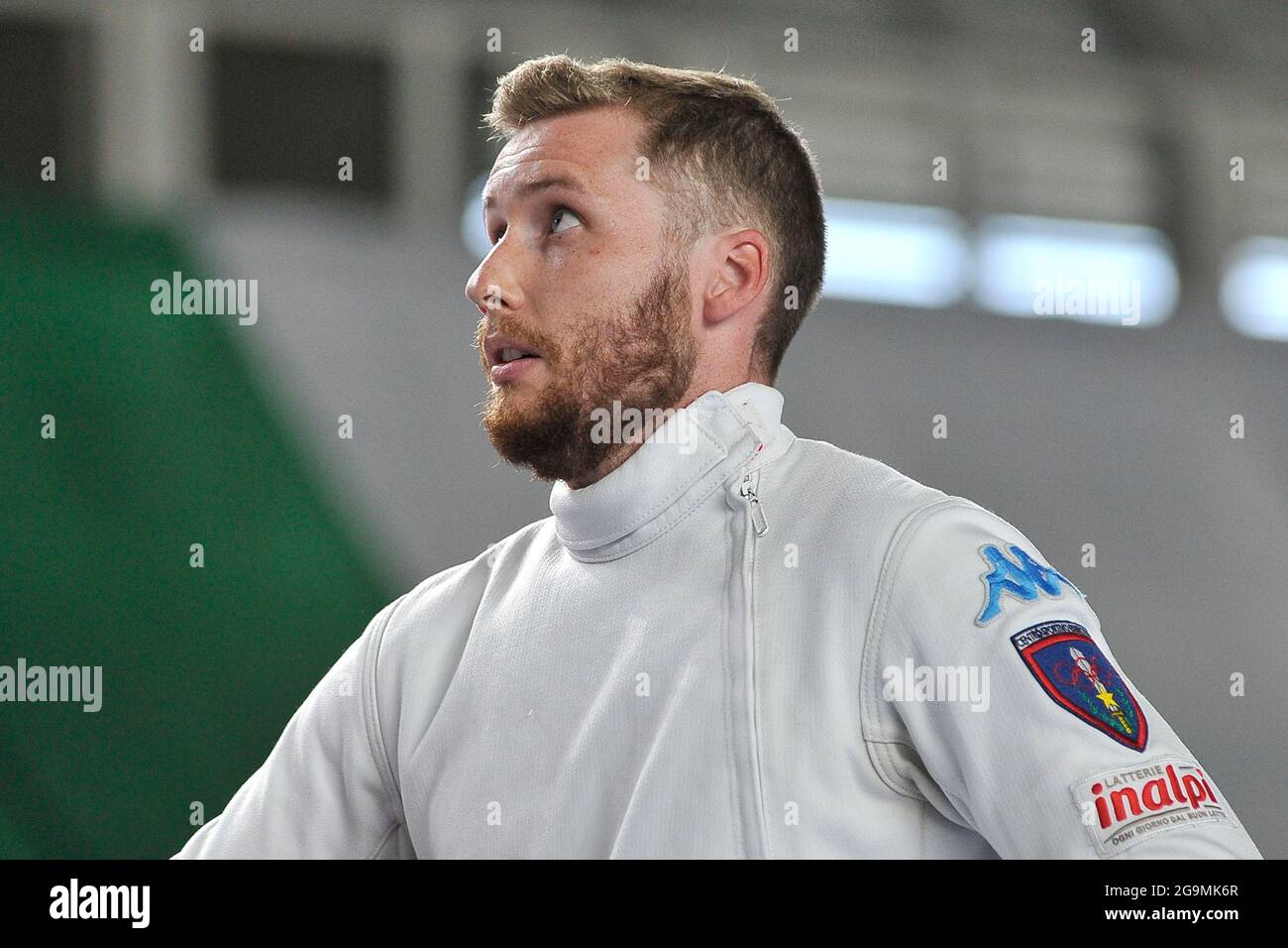 Lorenzo Buzzi Italian fencer, during the 2021 Italian fencing championship, which was held at the Palavesuvio in Naples (NA). Stock Photo