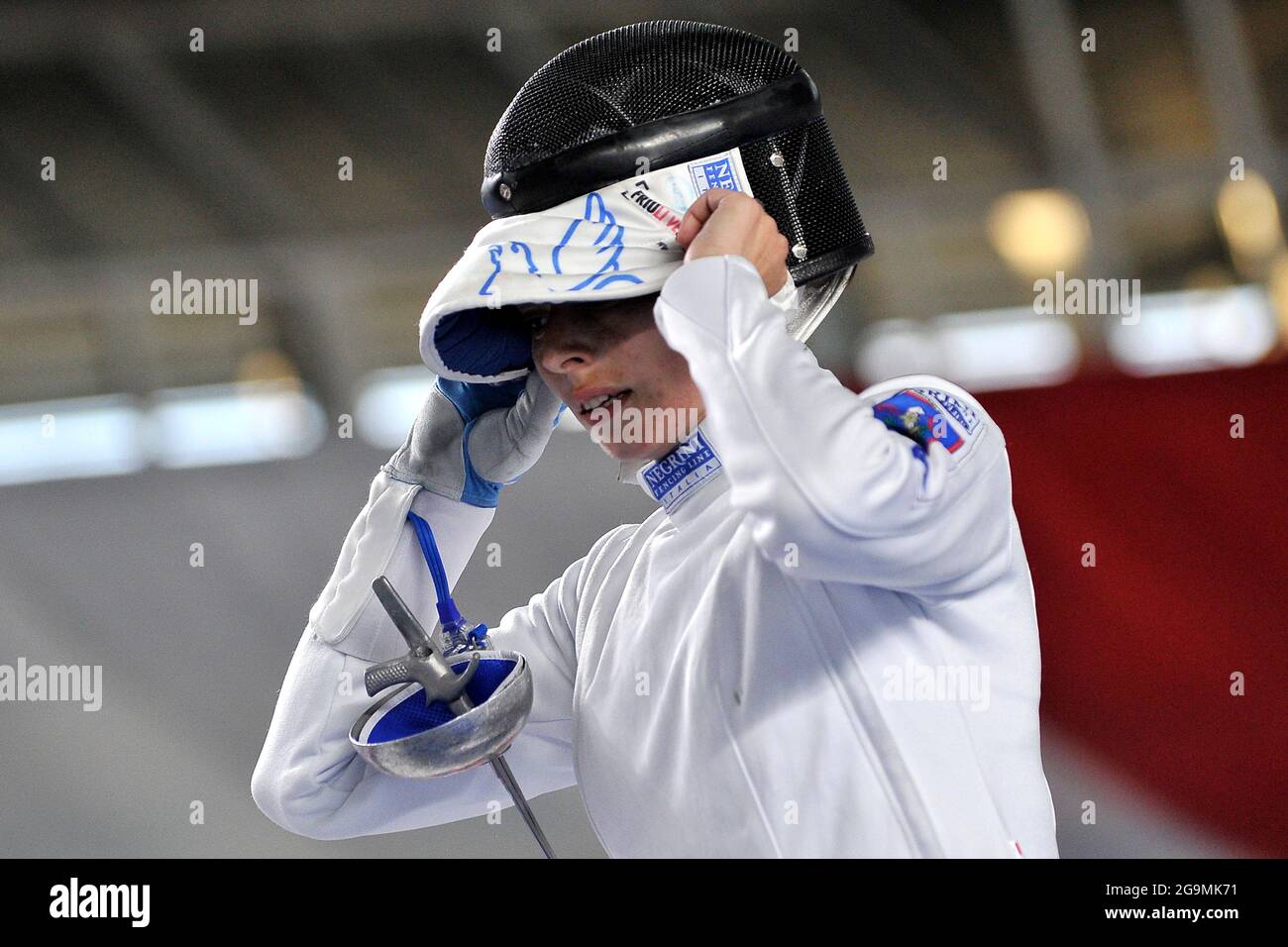 Mara Navarria Italian fencer, during the 2021 Italian fencing championship, which was held at the Palavesuvio in Naples (NA). Stock Photo