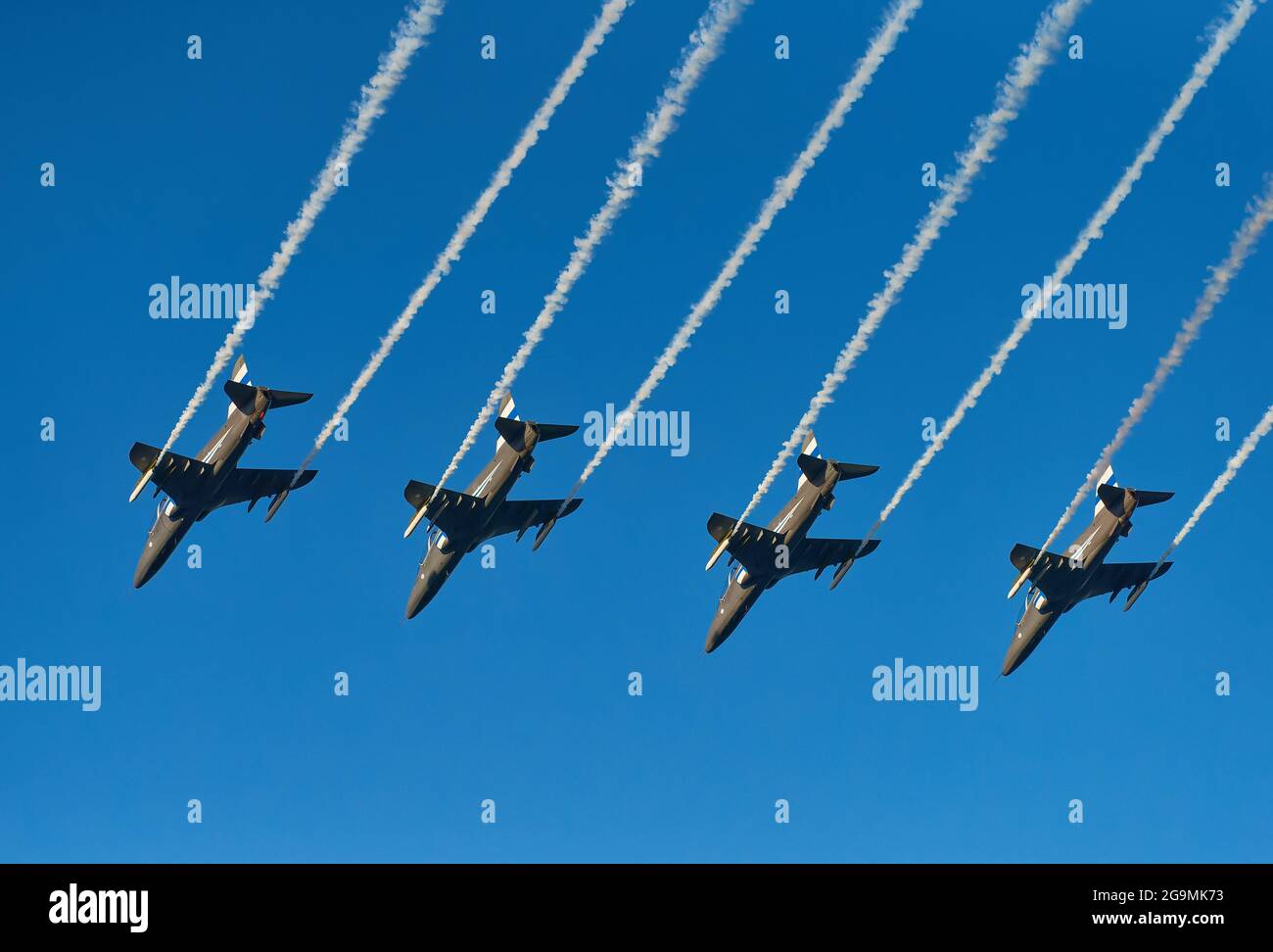 Helsinki, Finland - 9 June 2017: The Finnish Air Force Display Team Midnight Hawks celebrating 20th anniversary of the team and 100 years centenary of Stock Photo