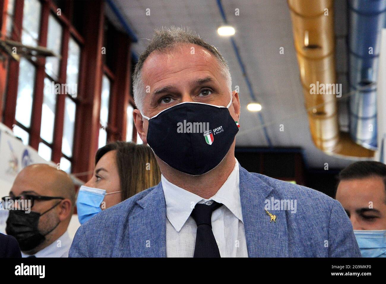 Massimo Garavaglia Minister of Tourism with the anti-contagion mask, at the opening of the 24th edition of the 'Borsa Mediterranea Del Turismo', which Stock Photo