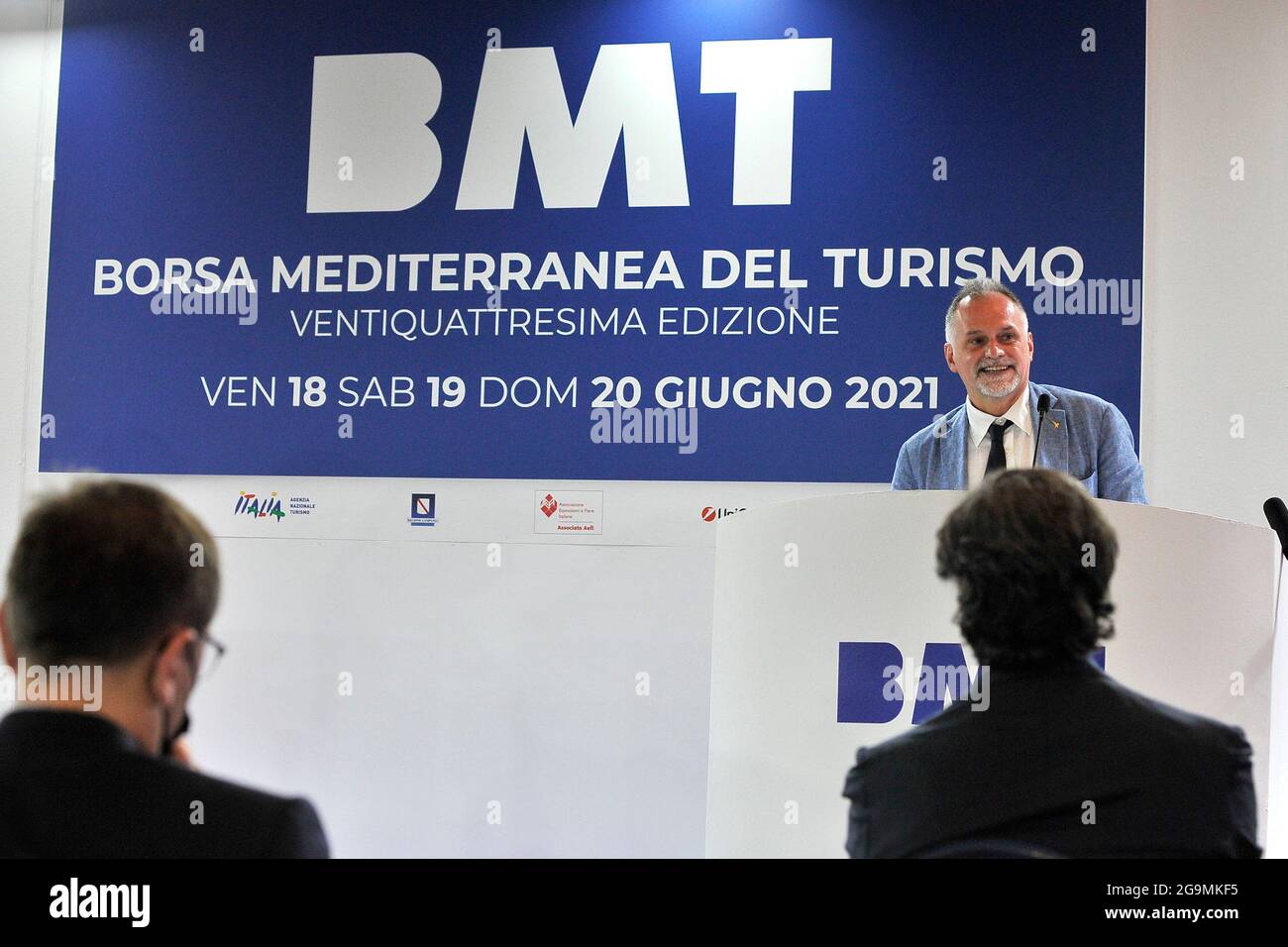 Massimo Garavaglia Minister of Tourism, at the opening of the 24th edition of the 'Borsa Mediterranea Del Turismo', which was held in Naples at the Mo Stock Photo