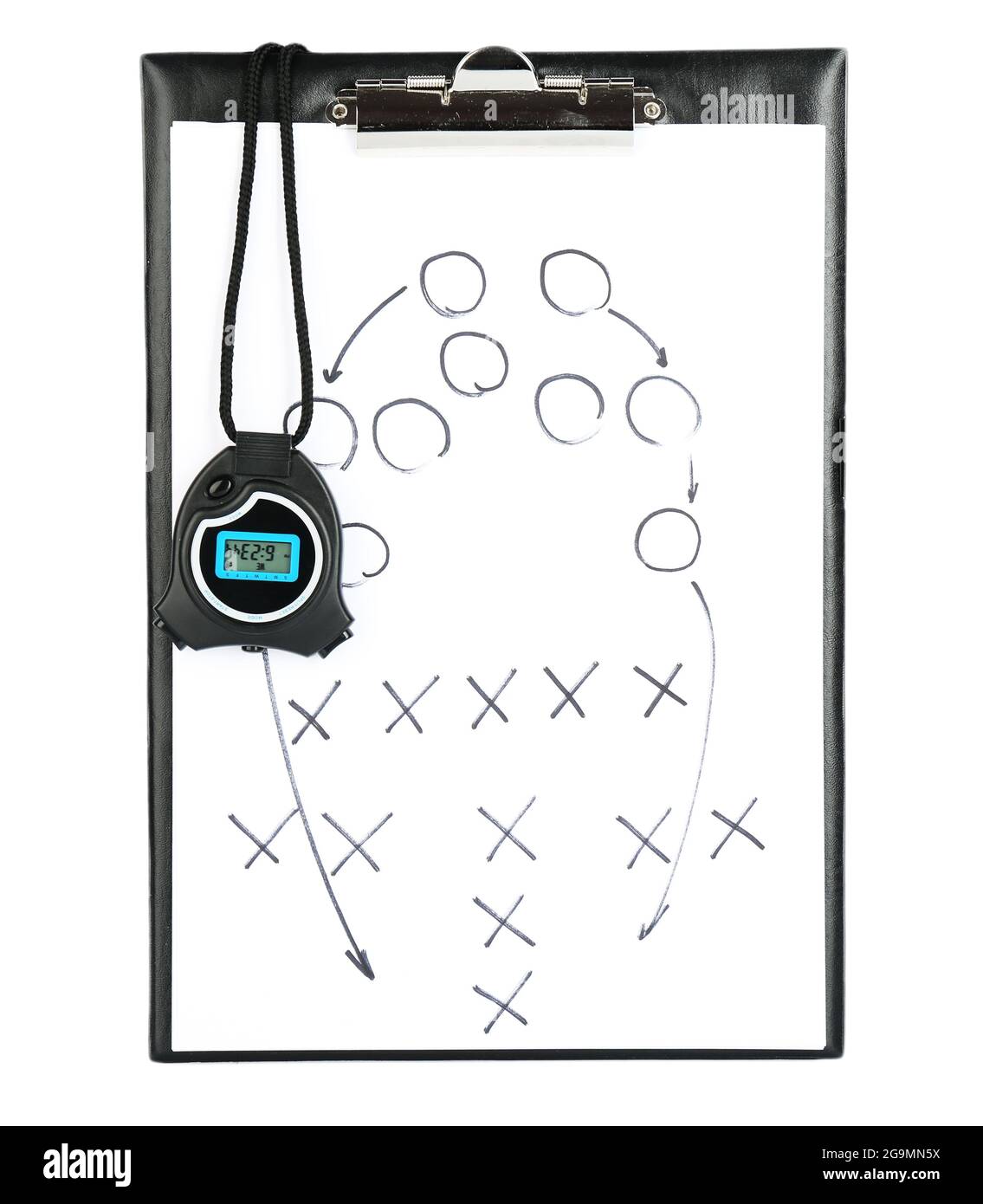 Clipboard with stopwatch isolated on white Stock Photo - Alamy