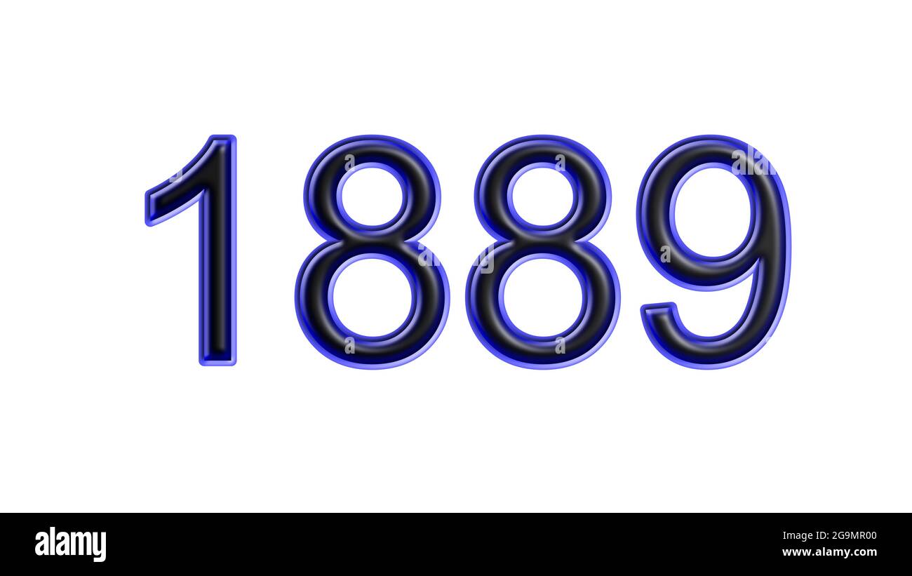 blue 1889 number 3d effect white background Stock Photo