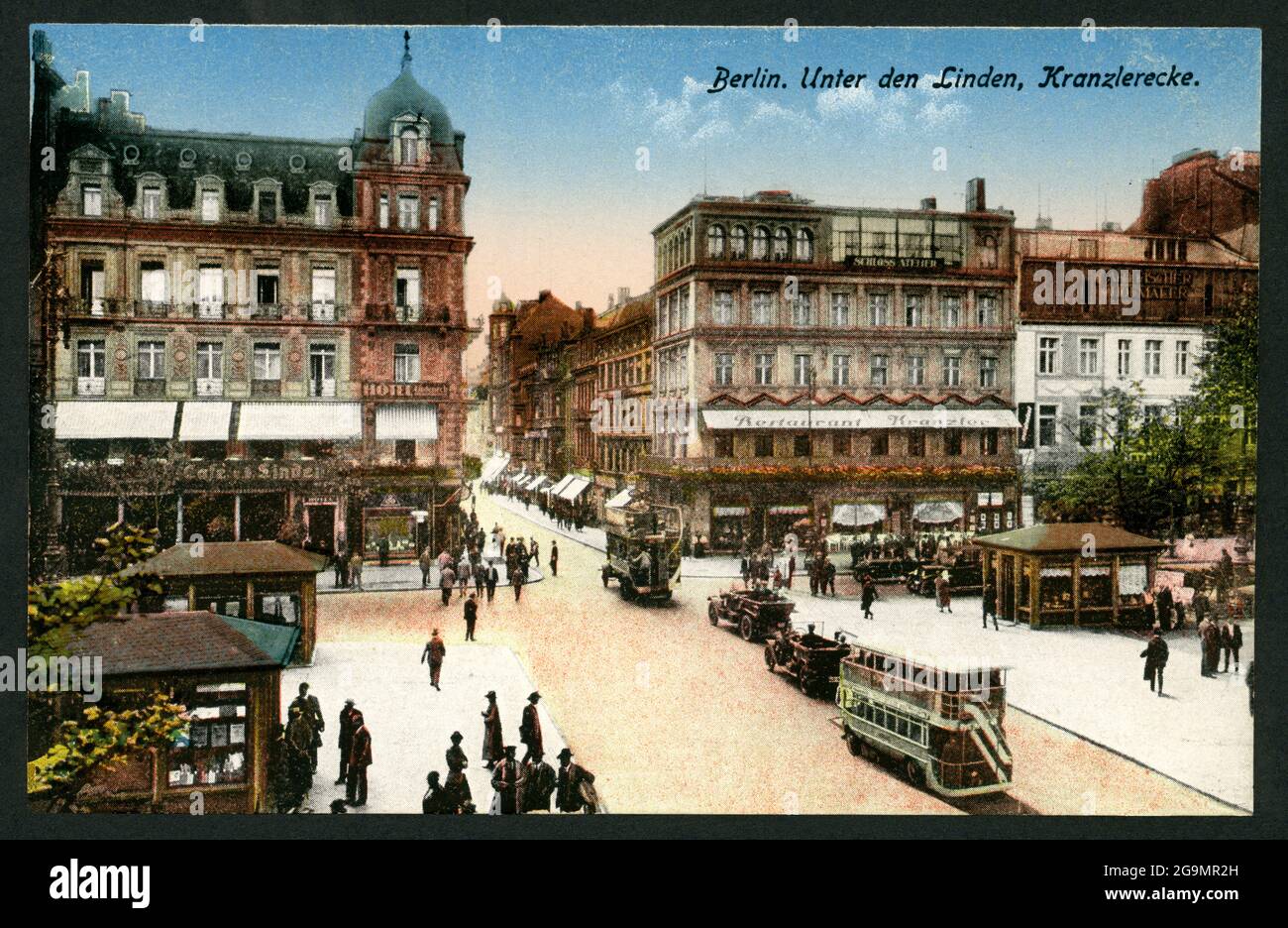 geography / travel, Germany, Berlin, Unter den Linden, restaurant Kranzler, postcard, ADDITIONAL-RIGHTS-CLEARANCE-INFO-NOT-AVAILABLE Stock Photo