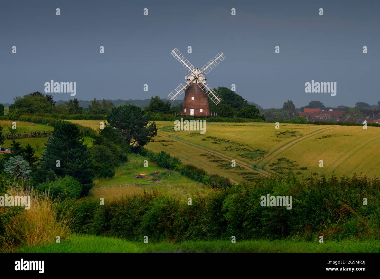 Thaxted Essex England UK July 2021 John Webbs Windmill in Rain Storm July 2021 Stock Photo