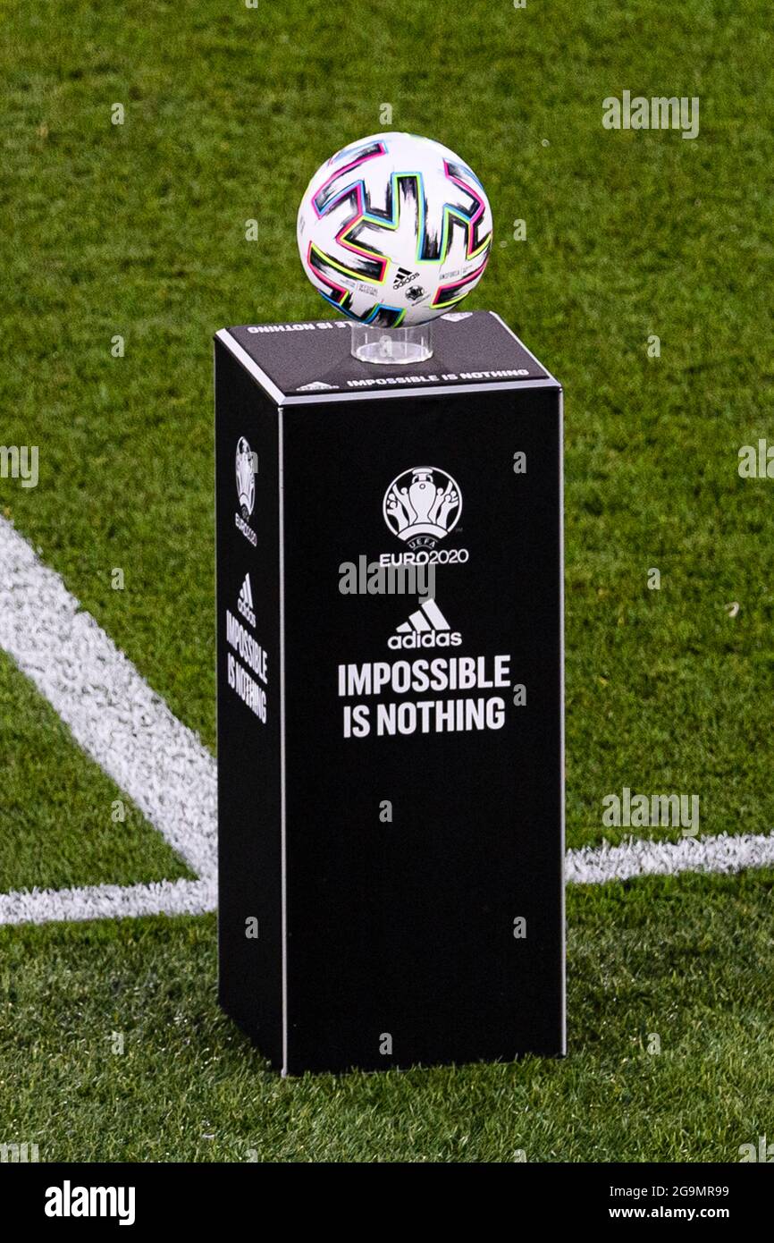 Rome, Italy - 03 July: Adidas Uniforia Pro Football The Official Match Ball  of UEFA Euro2020 during the UEFA Euro 2020 Championship Quarter-final matc  Stock Photo - Alamy