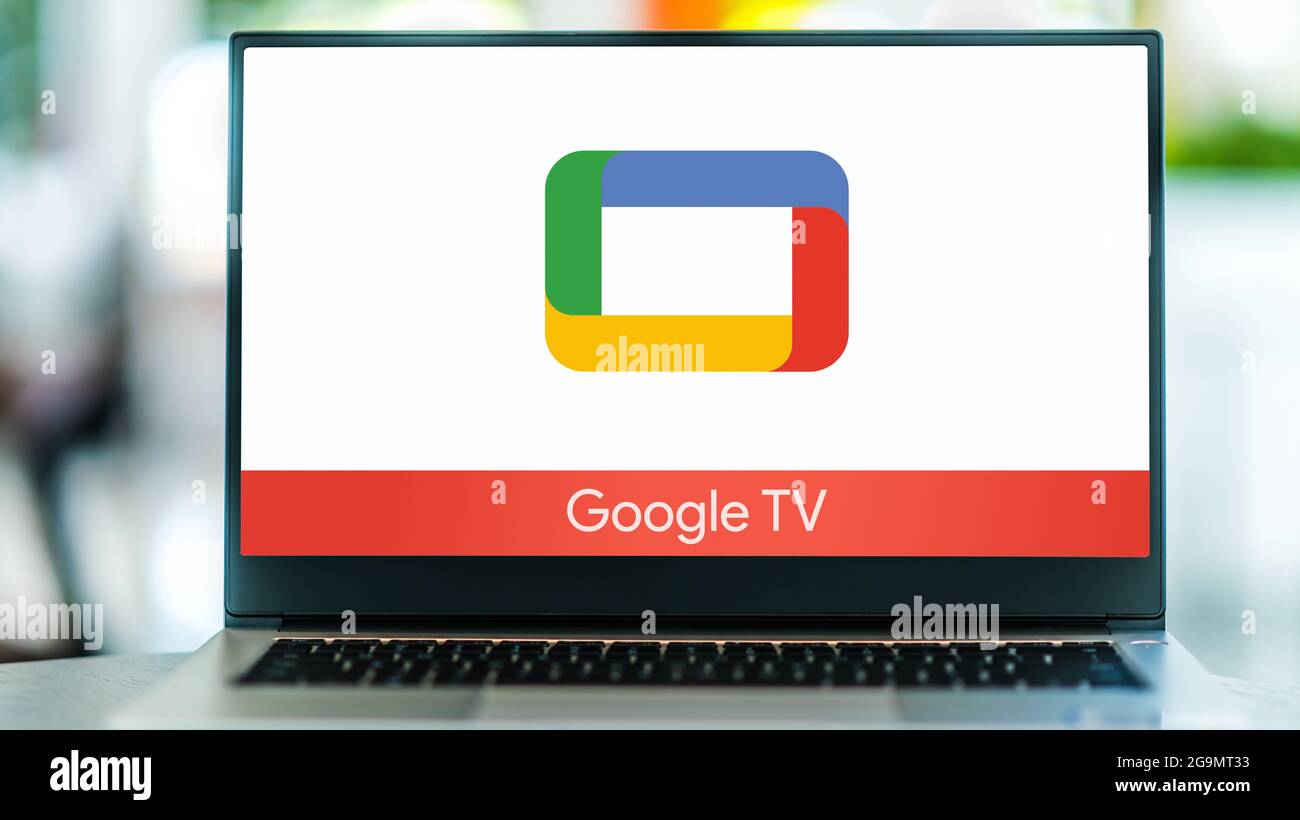 POZNAN, POL - JUL 10, 2021: Laptop computer displaying logo of Google TV,  an online video on demand service operated by Google Stock Photo - Alamy