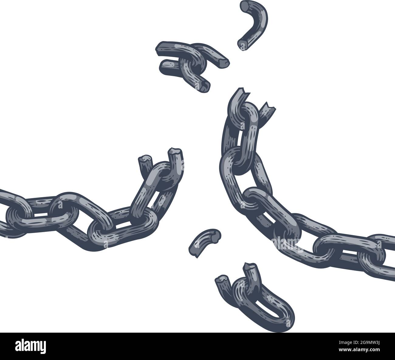 Chain Links Breaking Freedom Design Stock Vector
