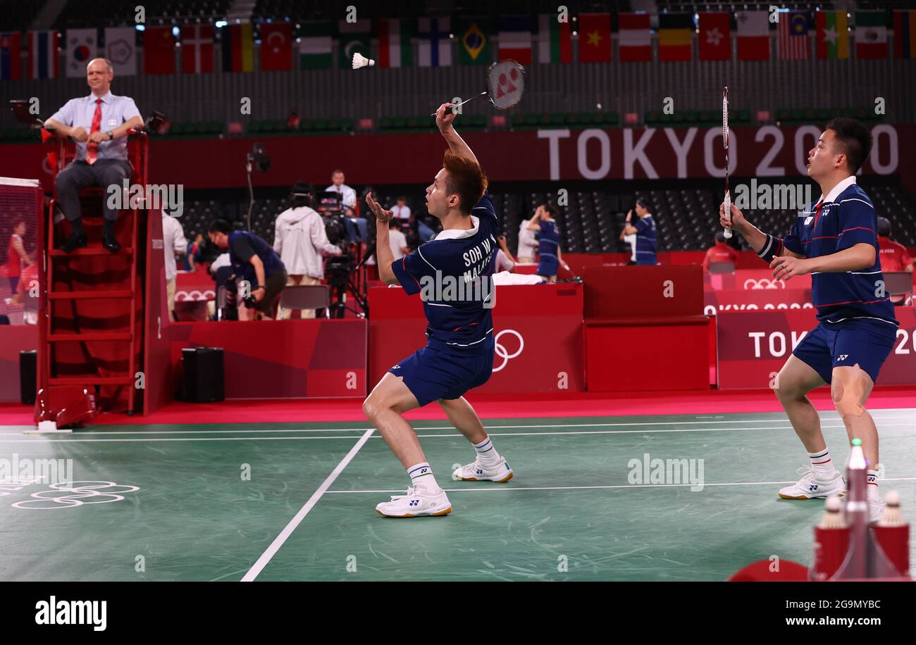 Tokyo 2020 Olympics - Badminton - Men's Doubles - Group Stage - MFS -  Musashino Forest Sport Plaza, Tokyo, Japan – July 27, 2021. Soh Wooi Yik of  Malaysia in action near