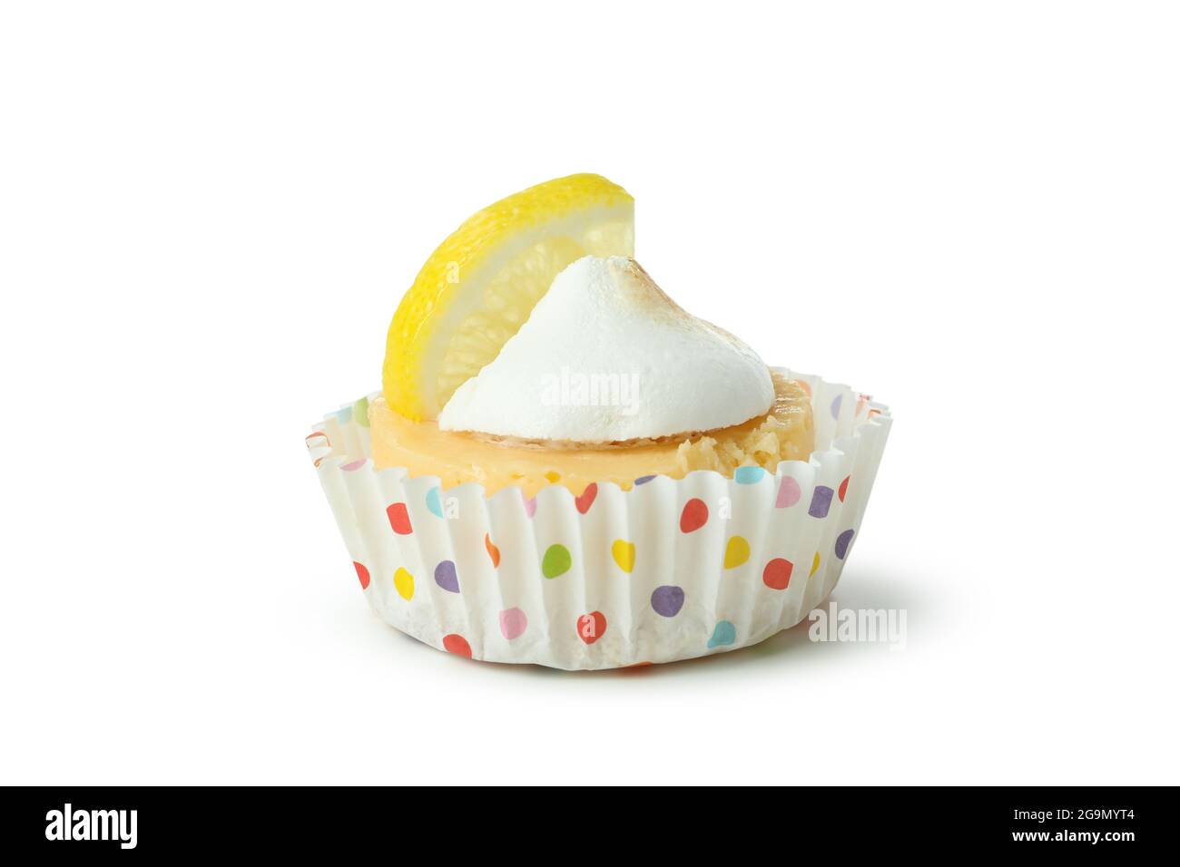 Tasty lemon cupcake isolated on white background Stock Photo