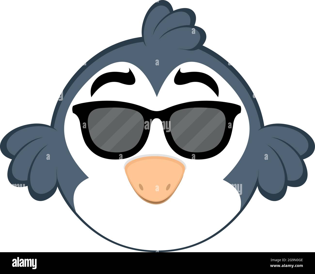 Vector emoticon illustration of a cartoon bird with sunglasses Stock Vector