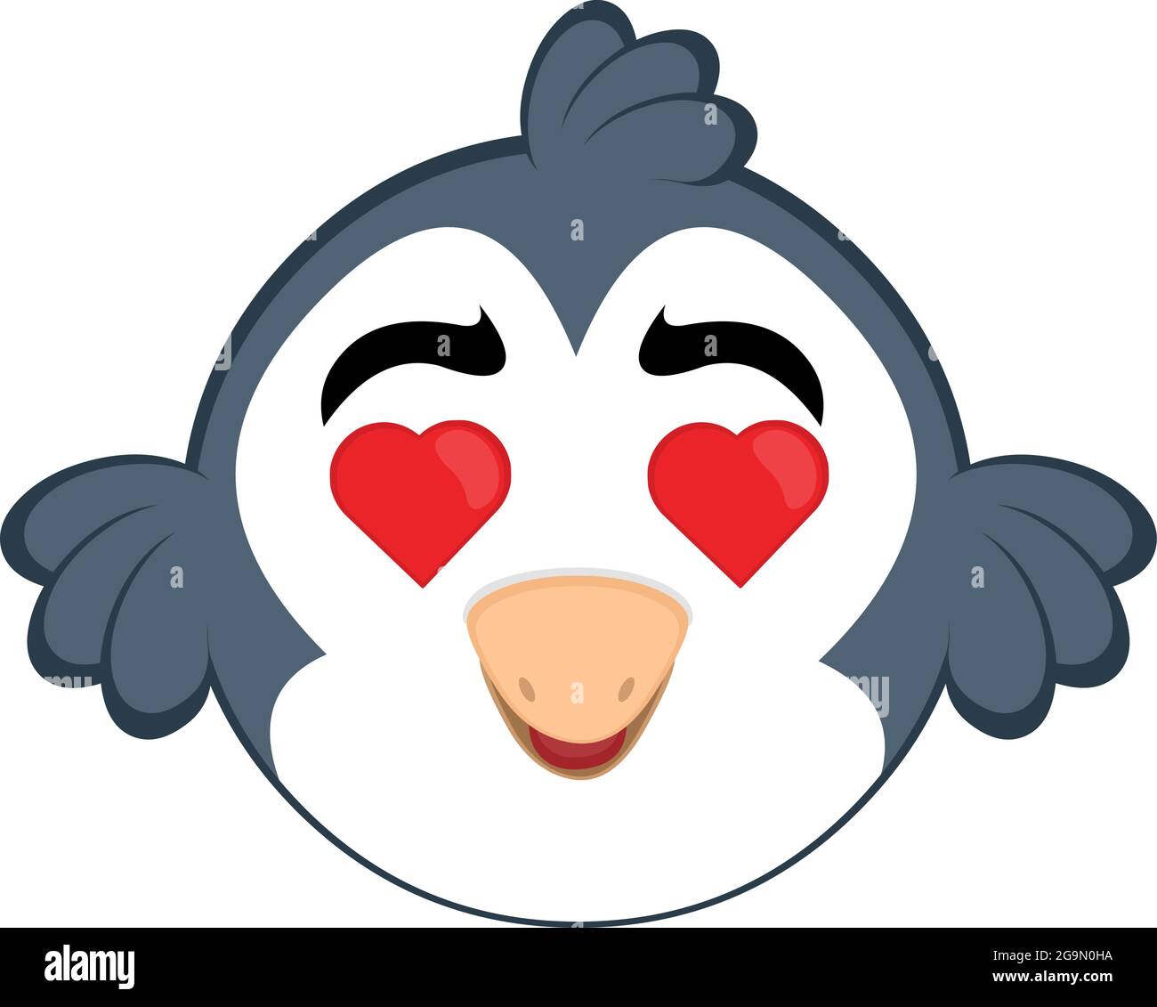 Vector emoticon illustration of a cartoon bird with eyes in the shape of hearts Stock Vector