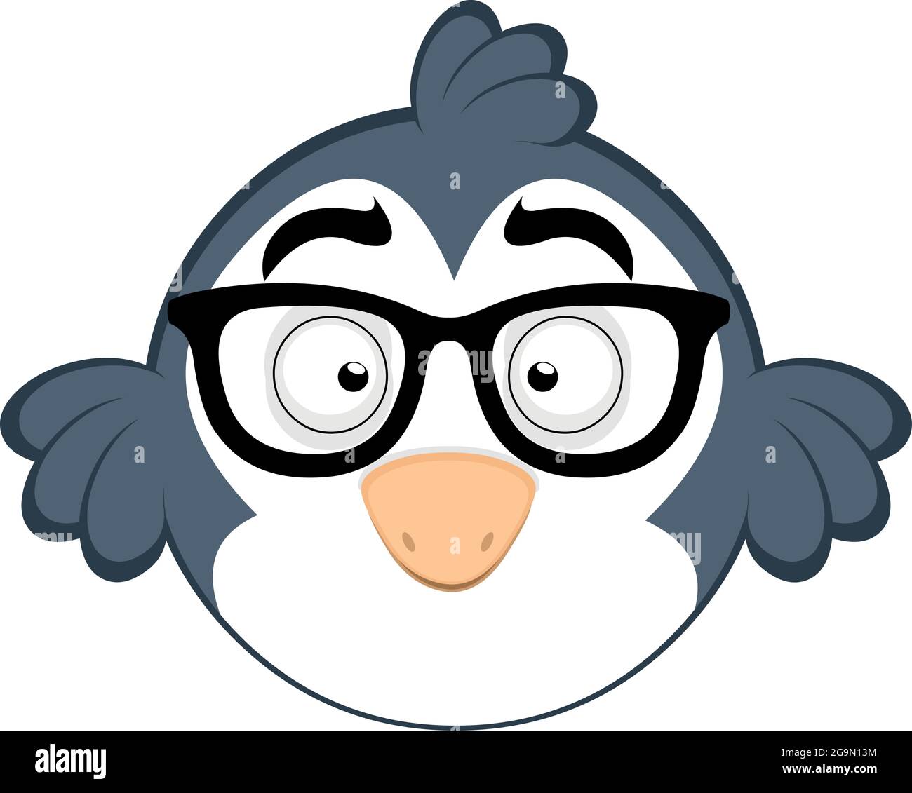 Vector emoticon illustration of a cartoon bird with spectacles Stock Vector
