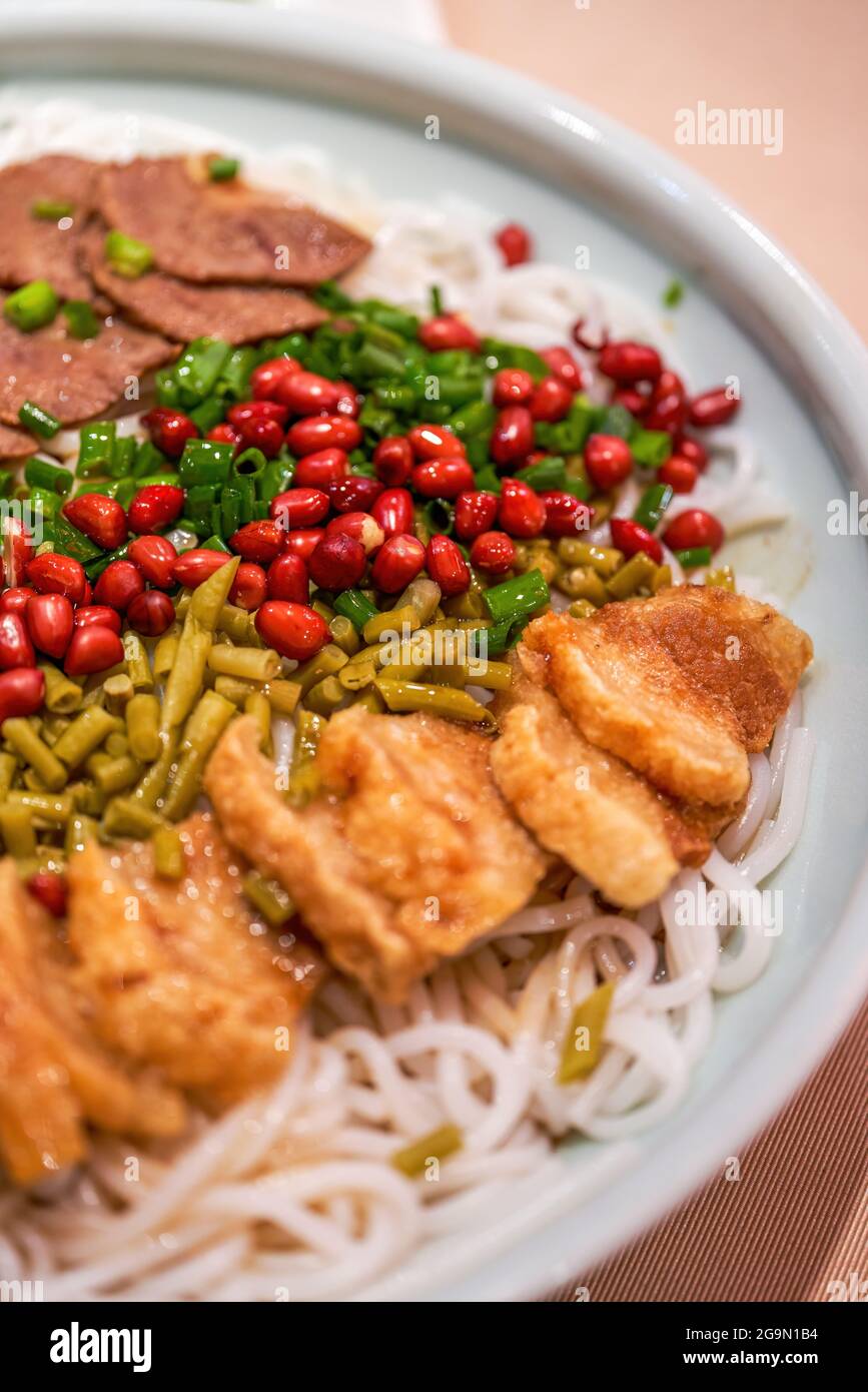 A special dish from Guangxi, China, Guilin rice noodles, cold rice