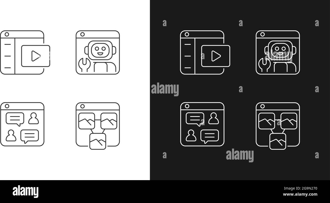 Digitization in business linear icons set for dark and light mode Stock ...