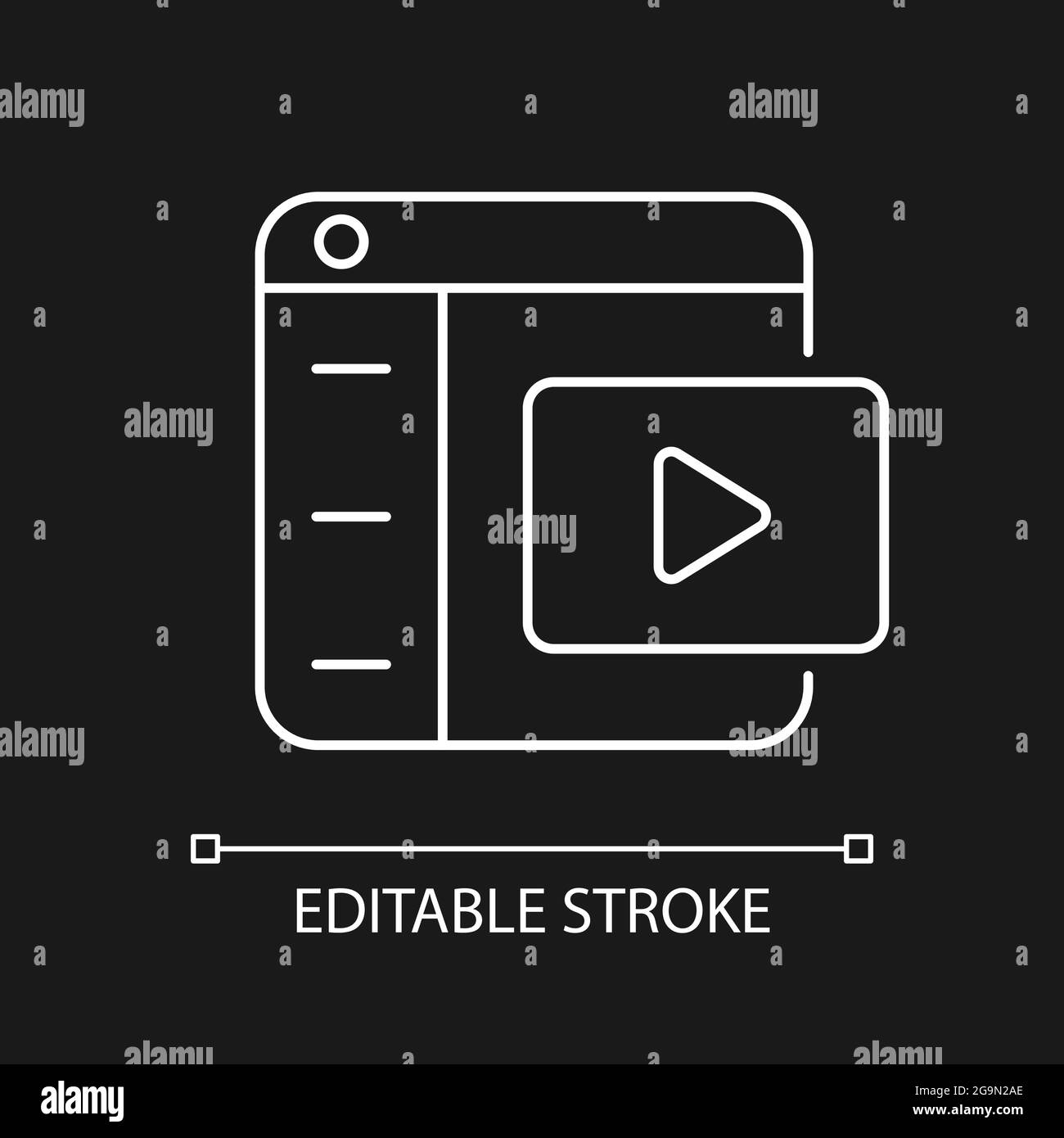 Video platforms white linear icon for dark theme Stock Vector