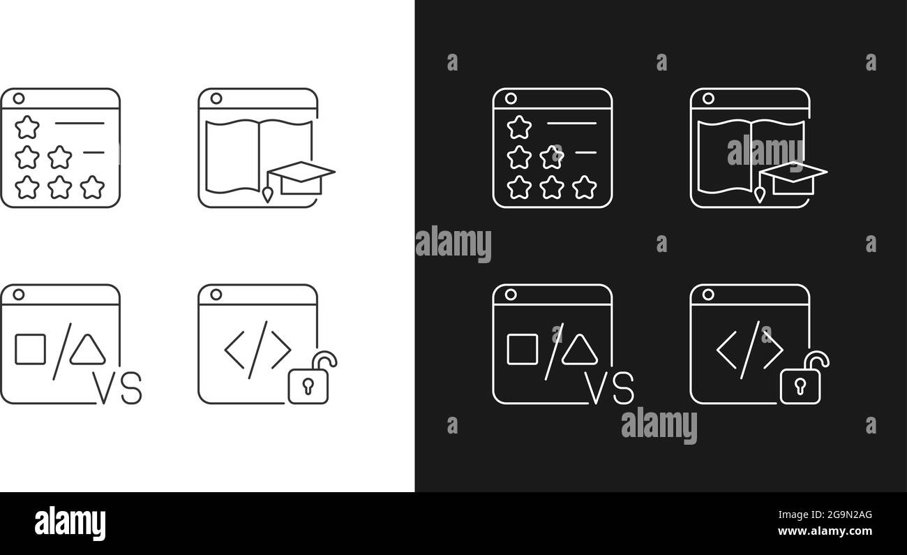 Business online presence linear icons set for dark and light mode Stock ...