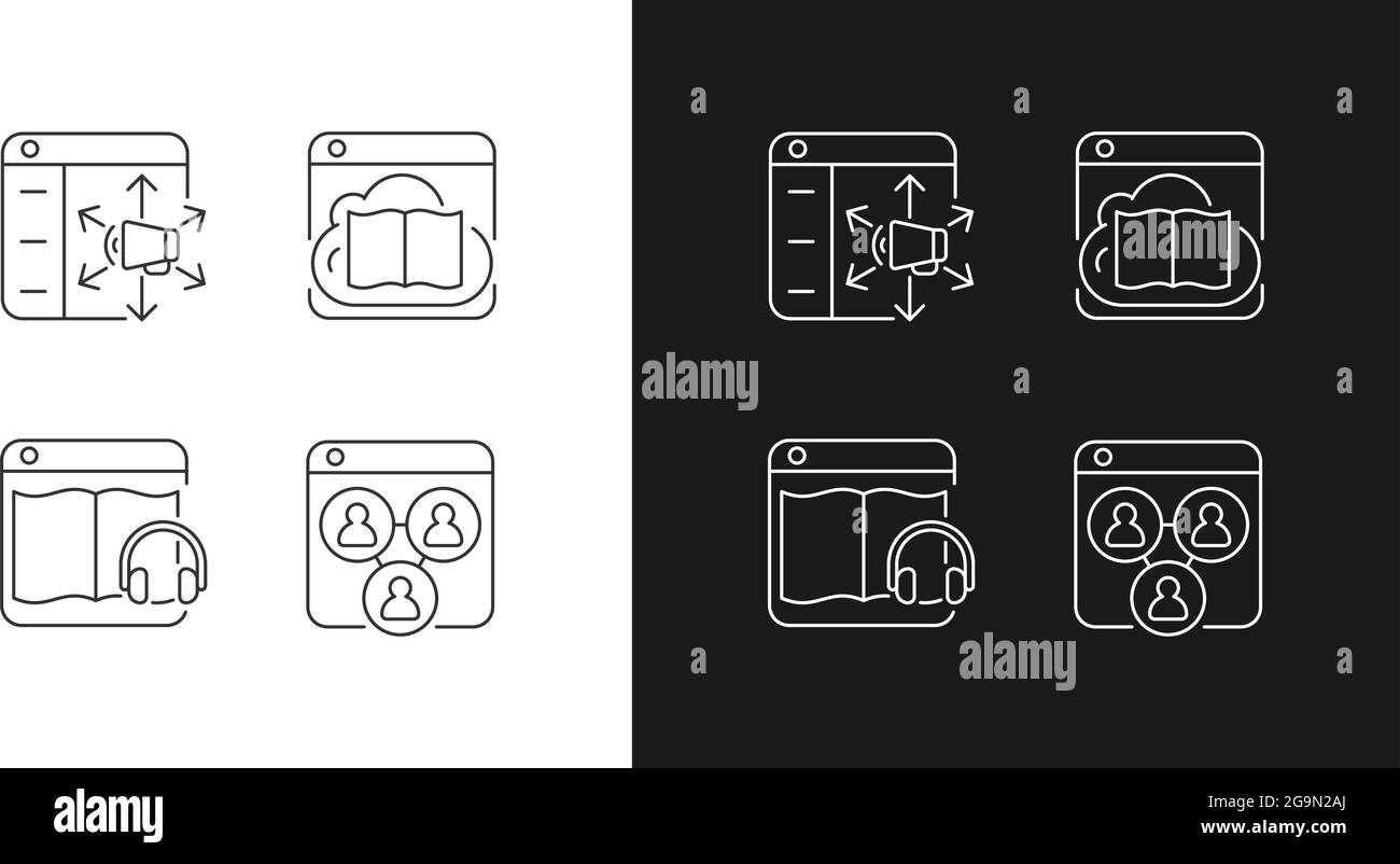 Launching online services linear icons set for dark and light mode ...