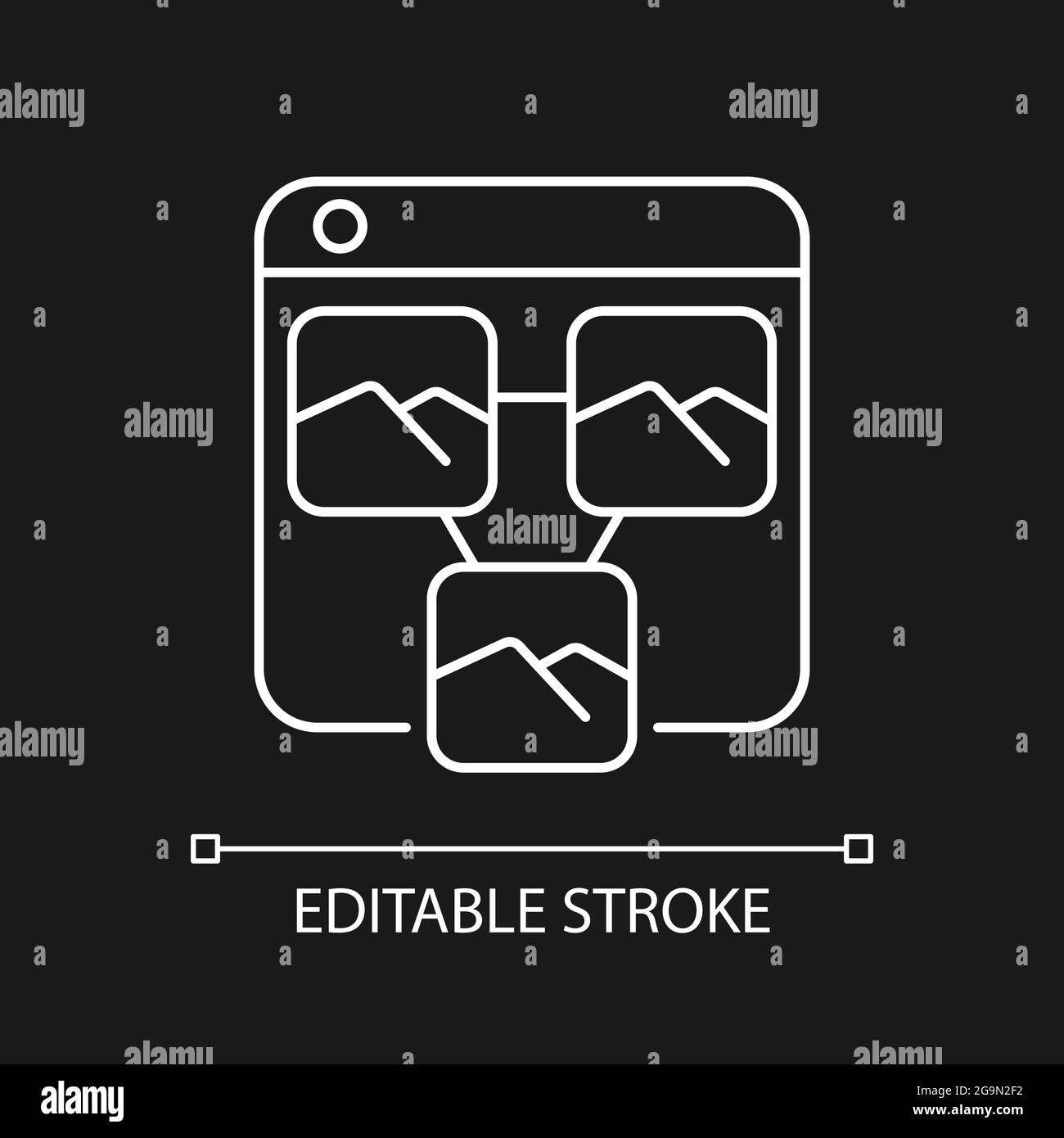 Photo sharing platforms white linear icon for dark theme Stock Vector ...