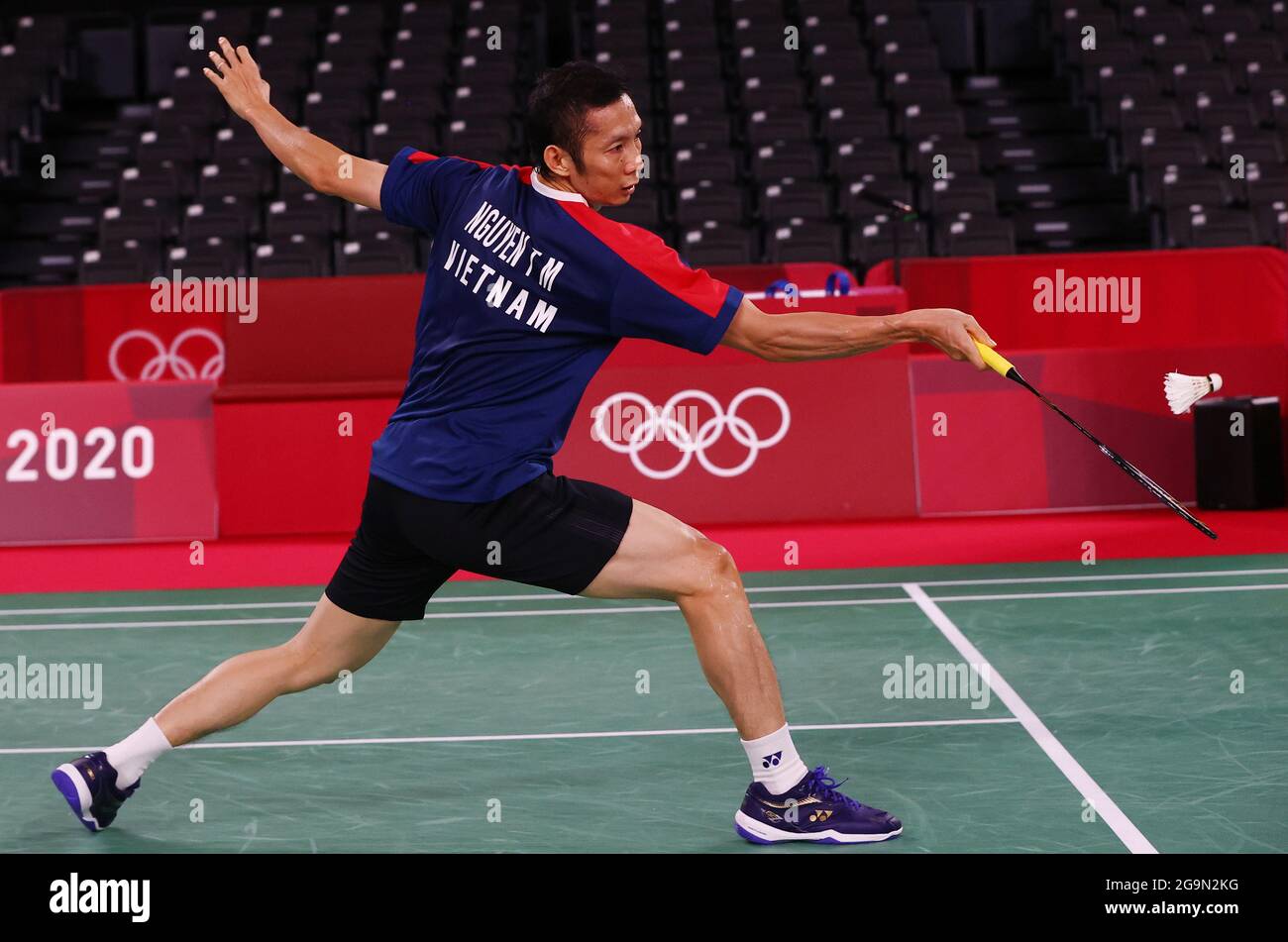 Tokyo 2020 Olympics - Badminton - Men's Singles - Group Stage - MFS -  Musashino Forest Sport Plaza, Tokyo, Japan – July 27, 2021. Nguyen Tien  Minh of Vietnam in action during