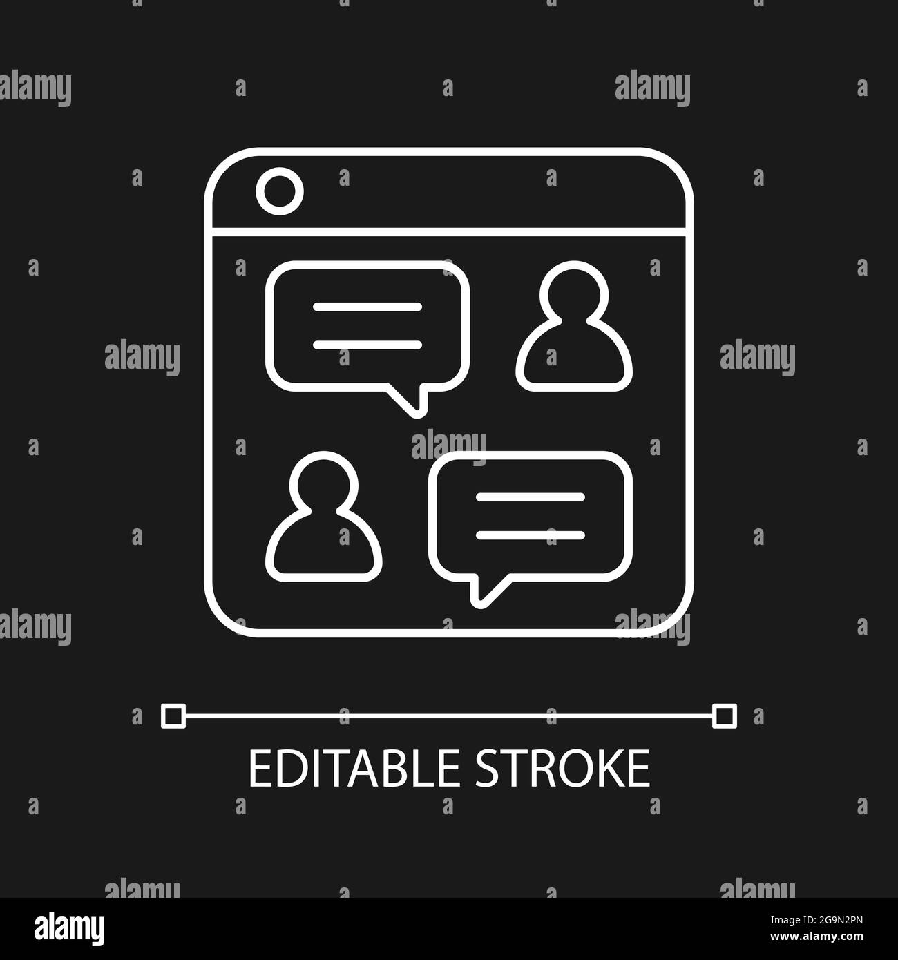 Social discussion platforms white linear icon for dark theme Stock ...