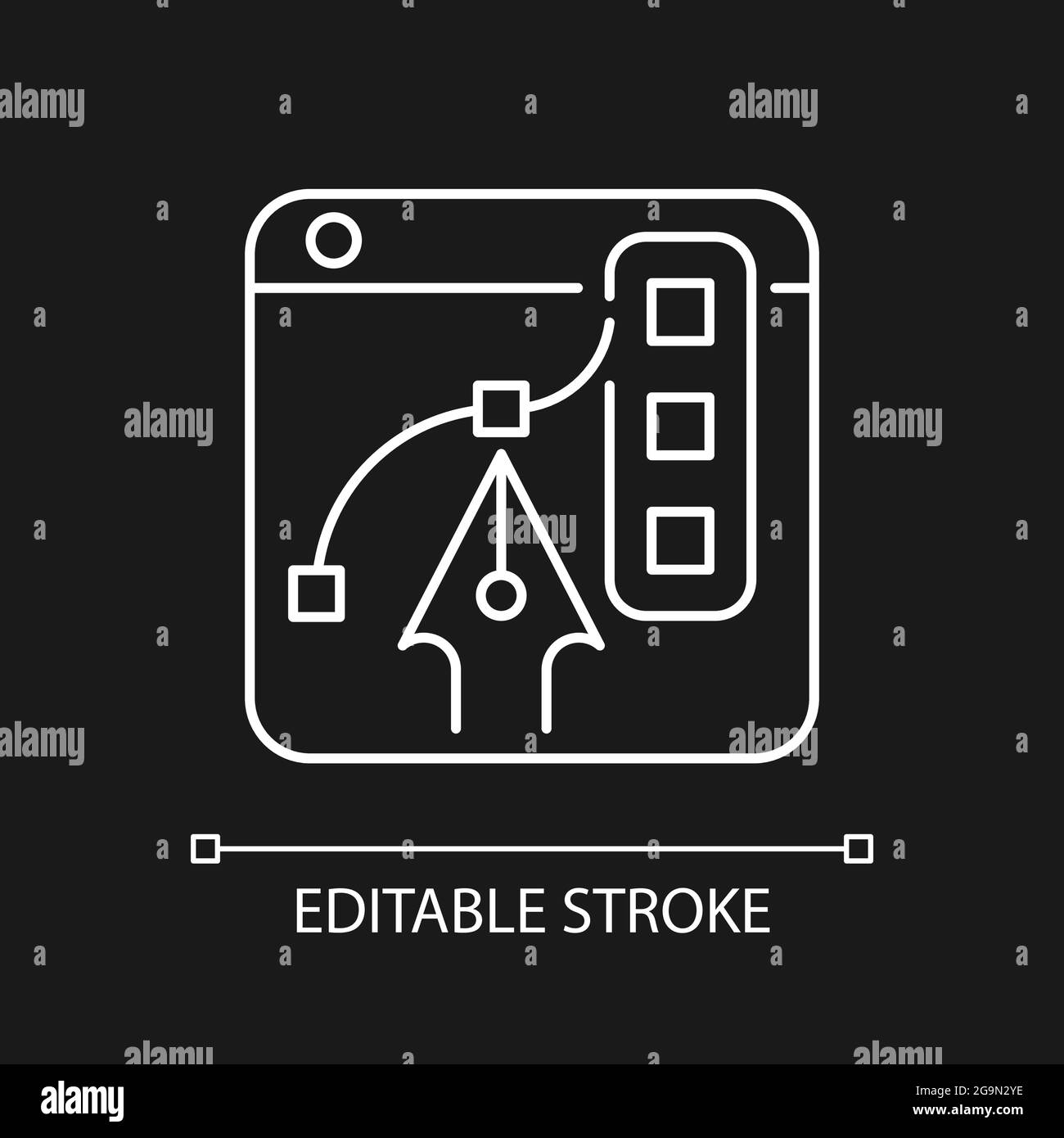 Graphic design platforms white linear icon for dark theme Stock Vector ...