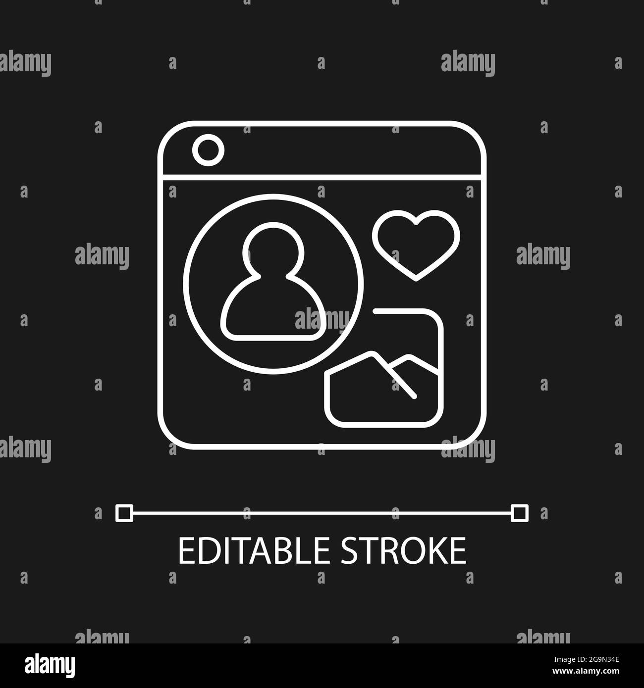 Social networks white linear icon for dark theme Stock Vector