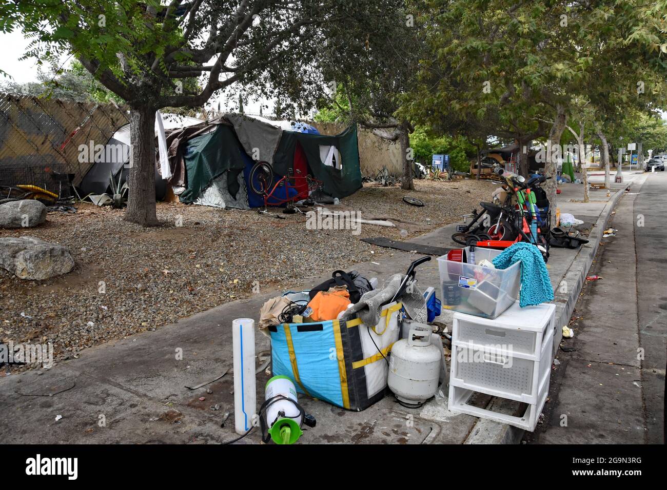 Los Angeles, USA. 20th June, 2021. Skid Row, Downtown Central Los