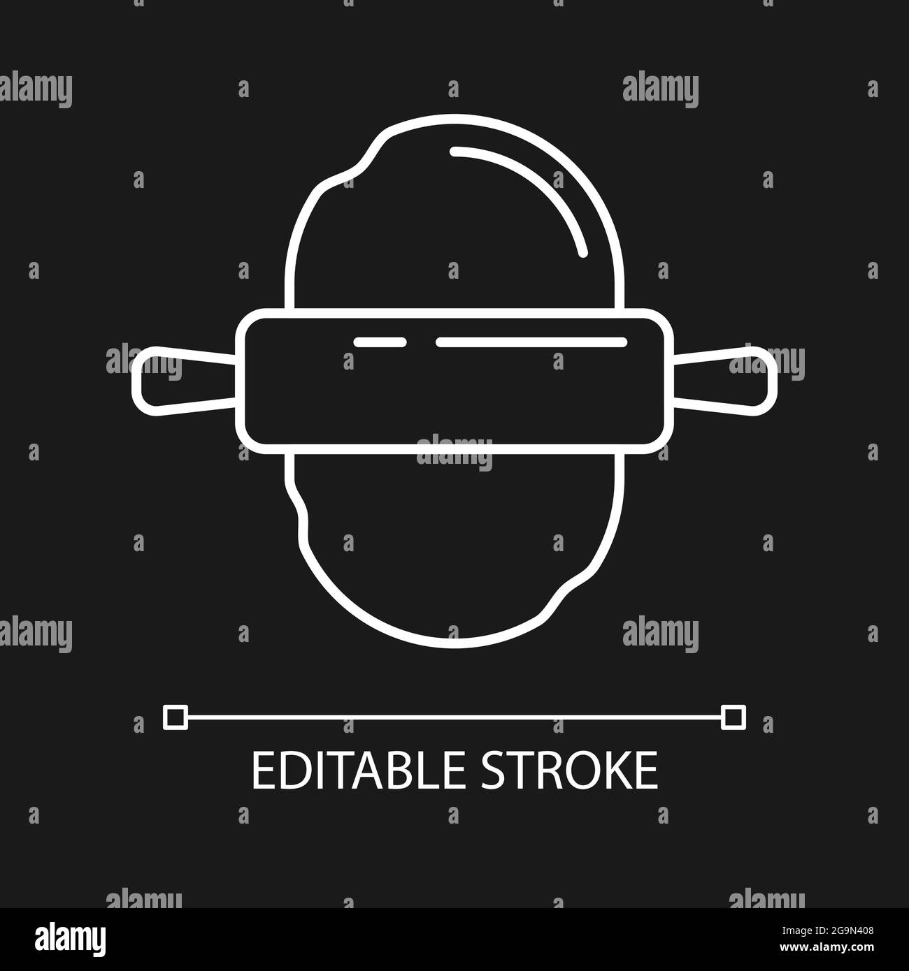Roll out dough white linear icon for dark theme Stock Vector