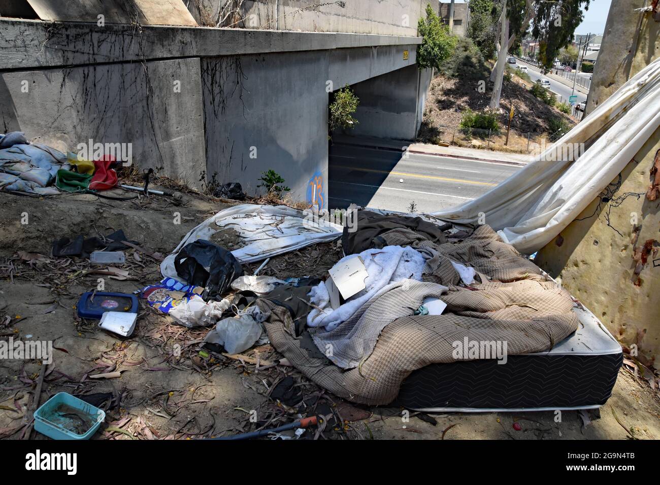 Skid Row, Downtown Central Los Angeles, California, USA, June 2021. Los