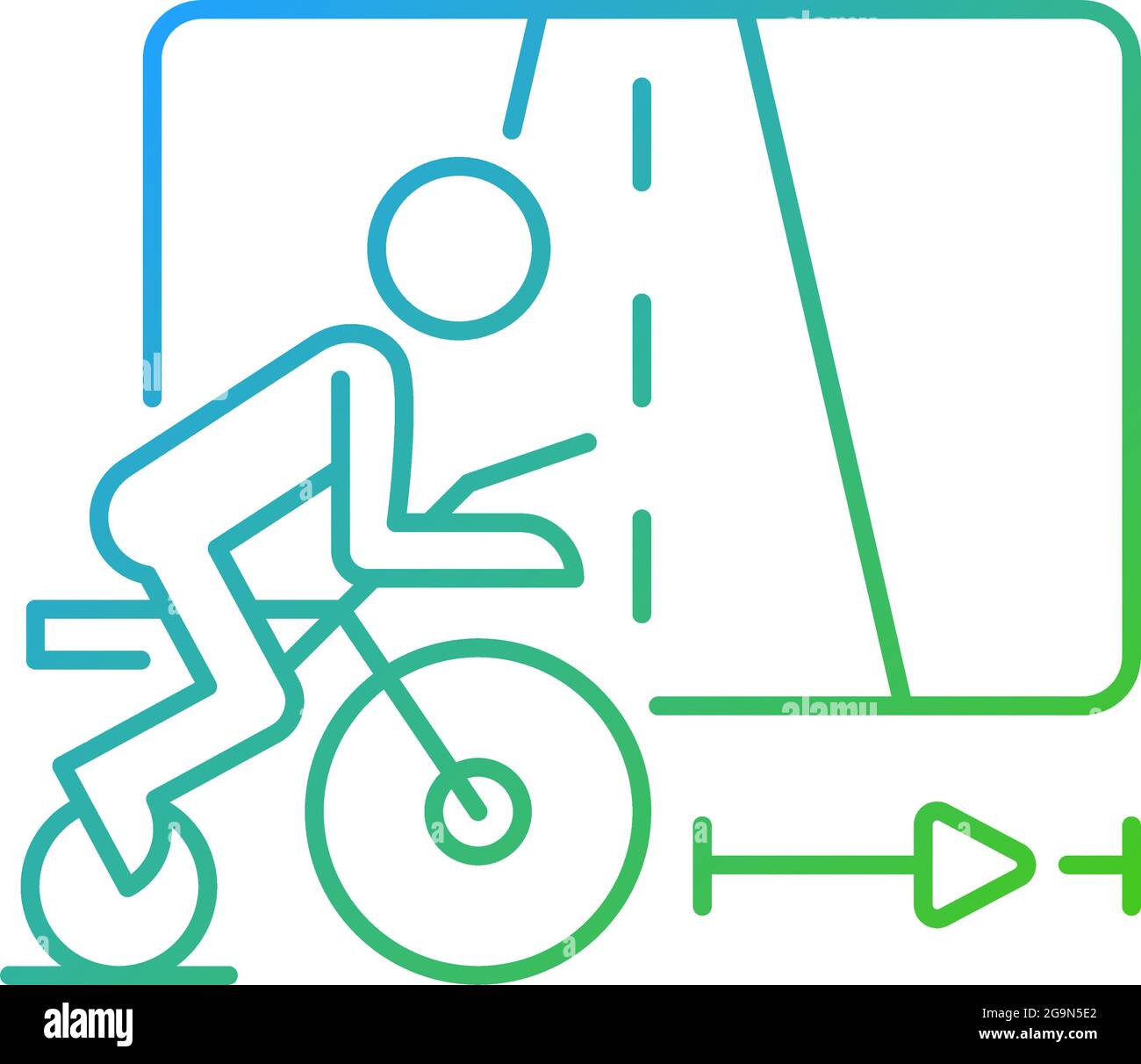Virtual cycling app gradient linear vector icon. Stock Vector